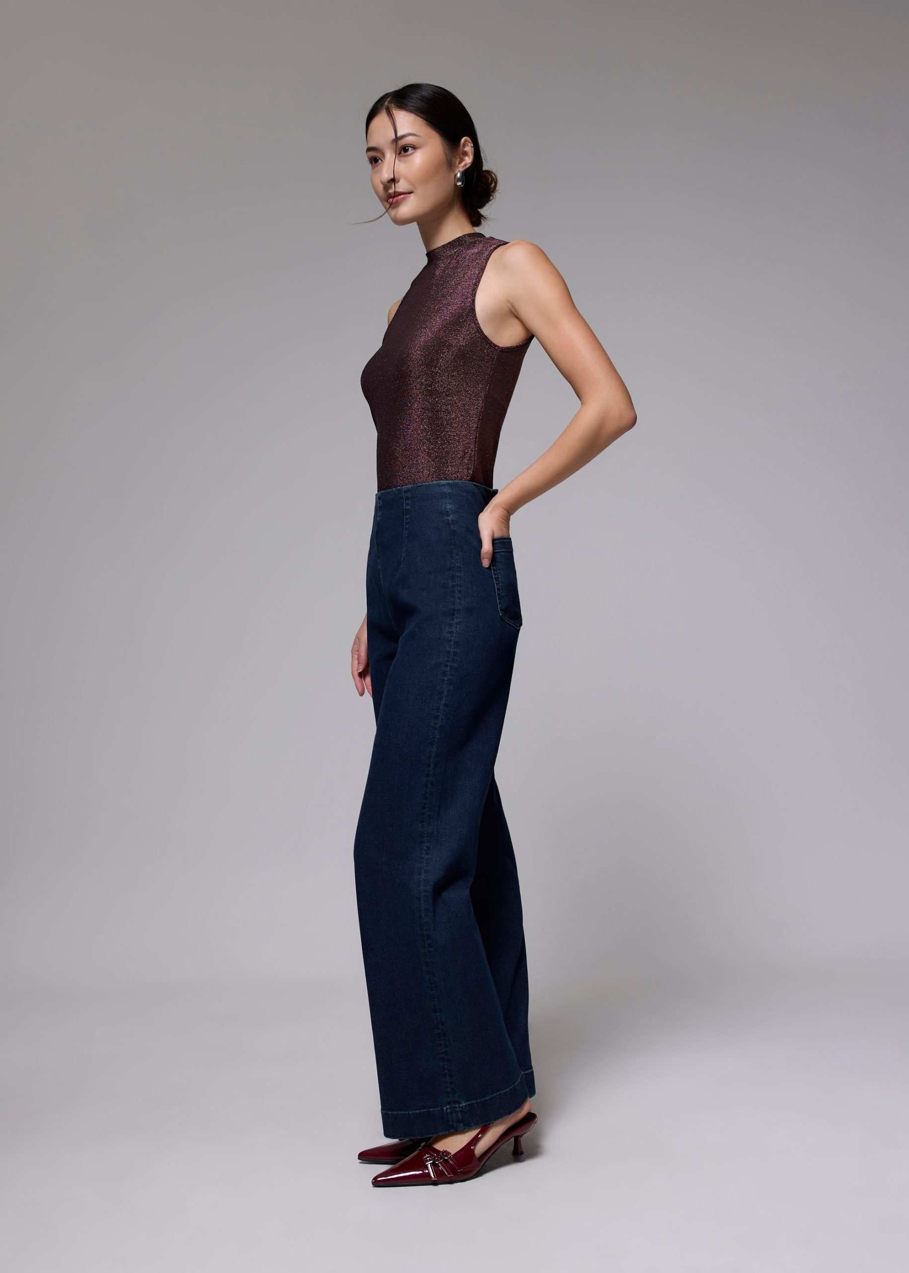 Fitted Jersey Mock Neck Top - Image 4