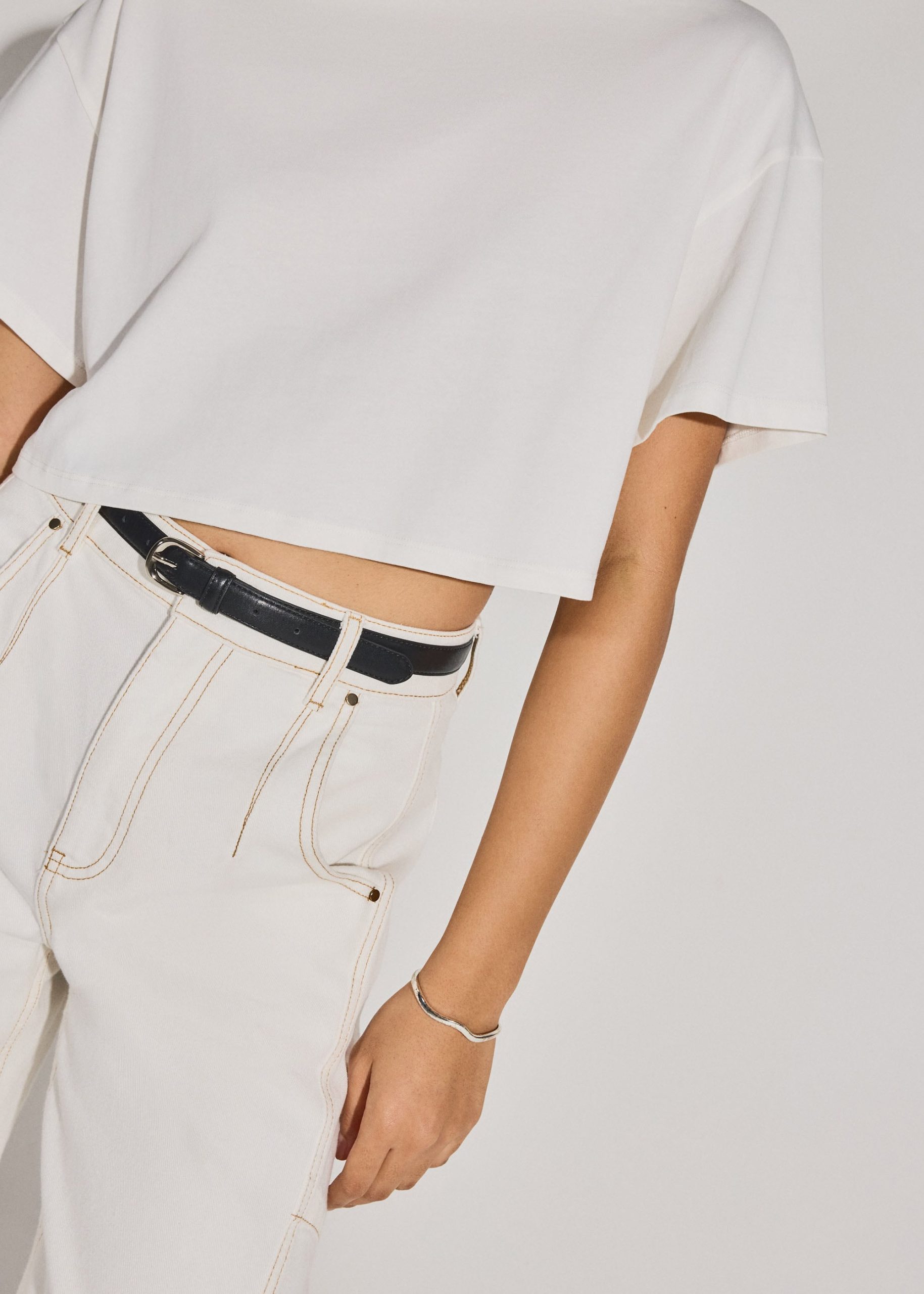 Gita Cotton Round Neck Boxy Crop Tee - Image 10