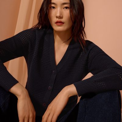 Relaxed Pointelle Knit Cardigan