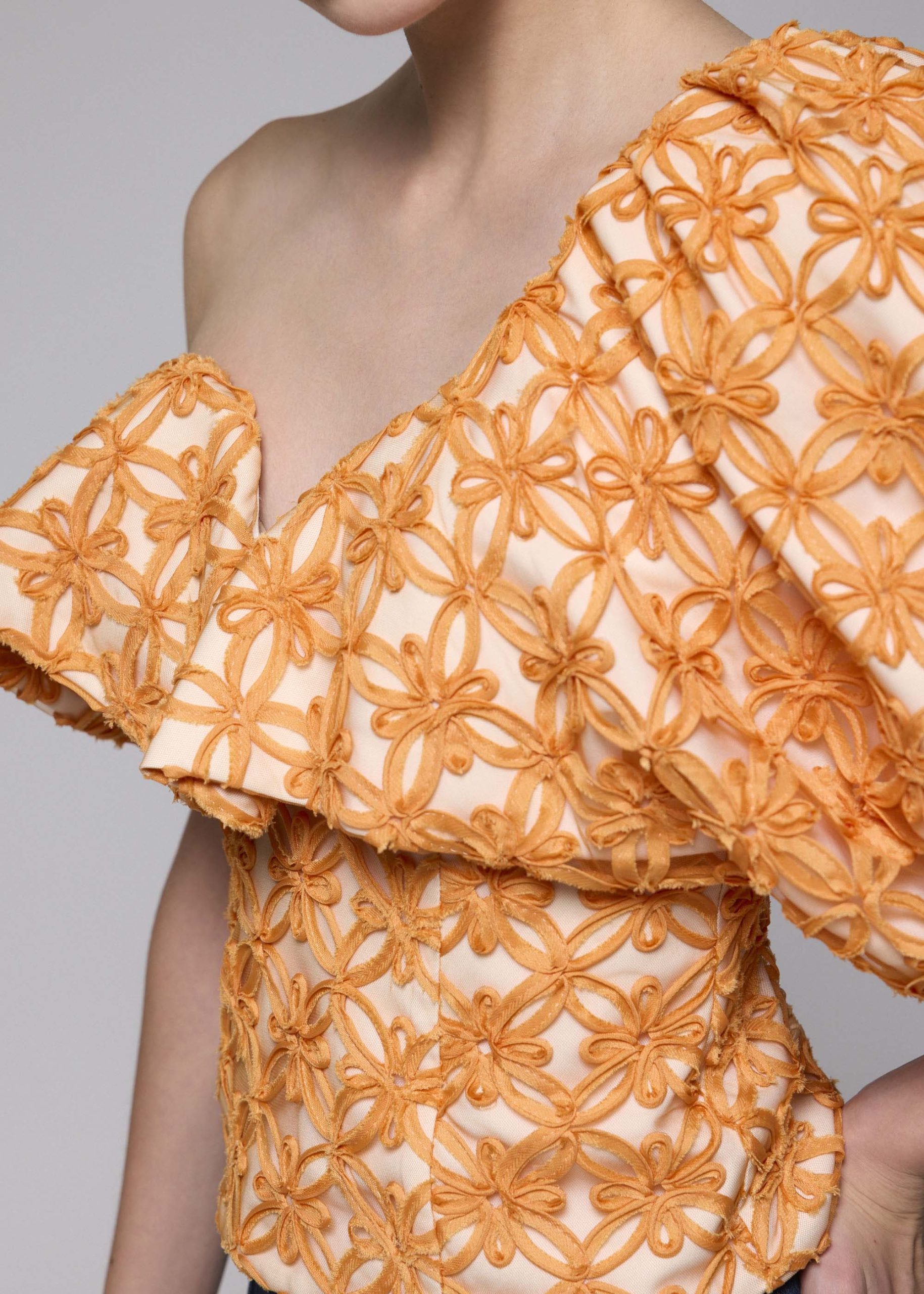 BraFree by LB Lace Asymmetric Puff Sleeve Top - Image 5