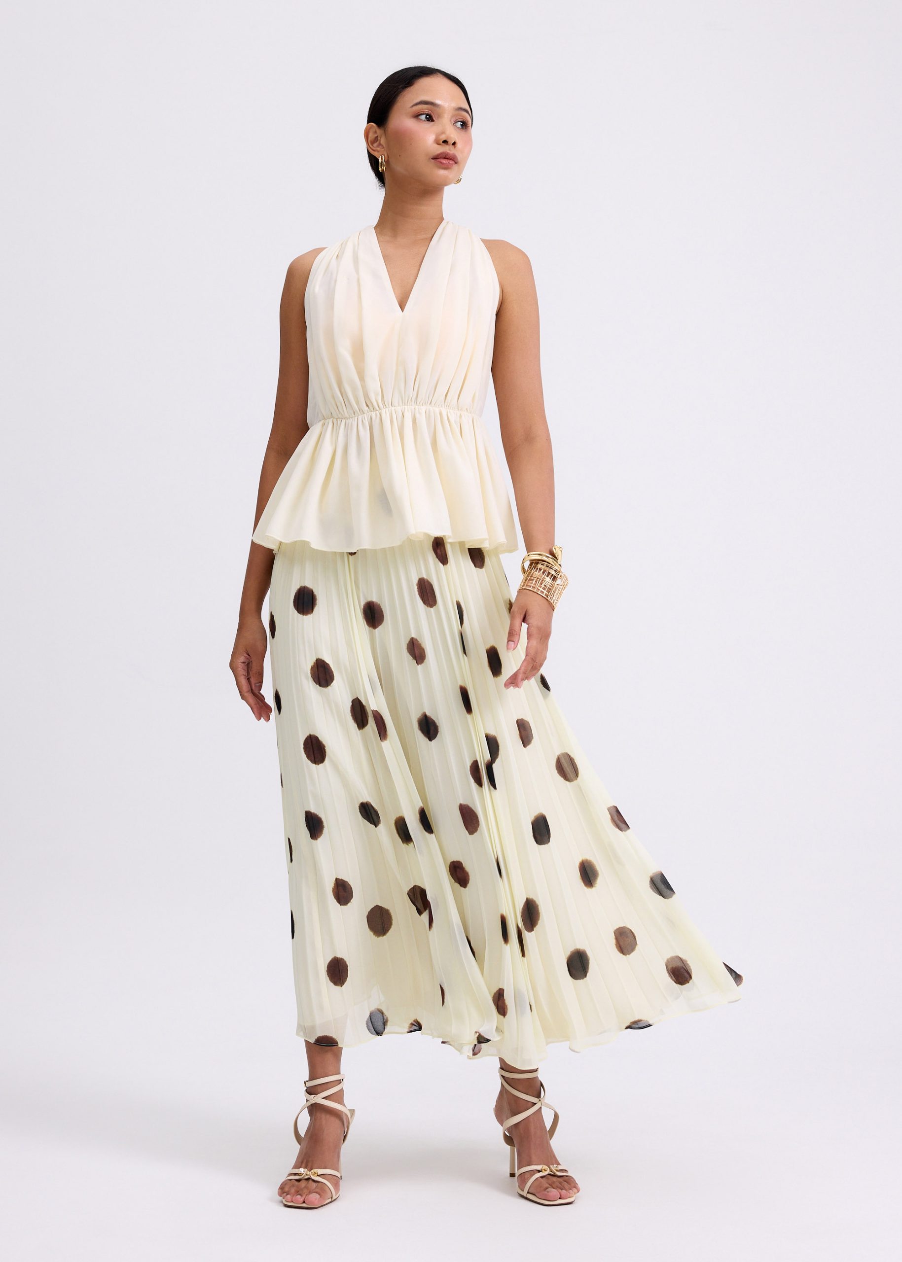 Georgette V-neck Peplum Top - Image 7