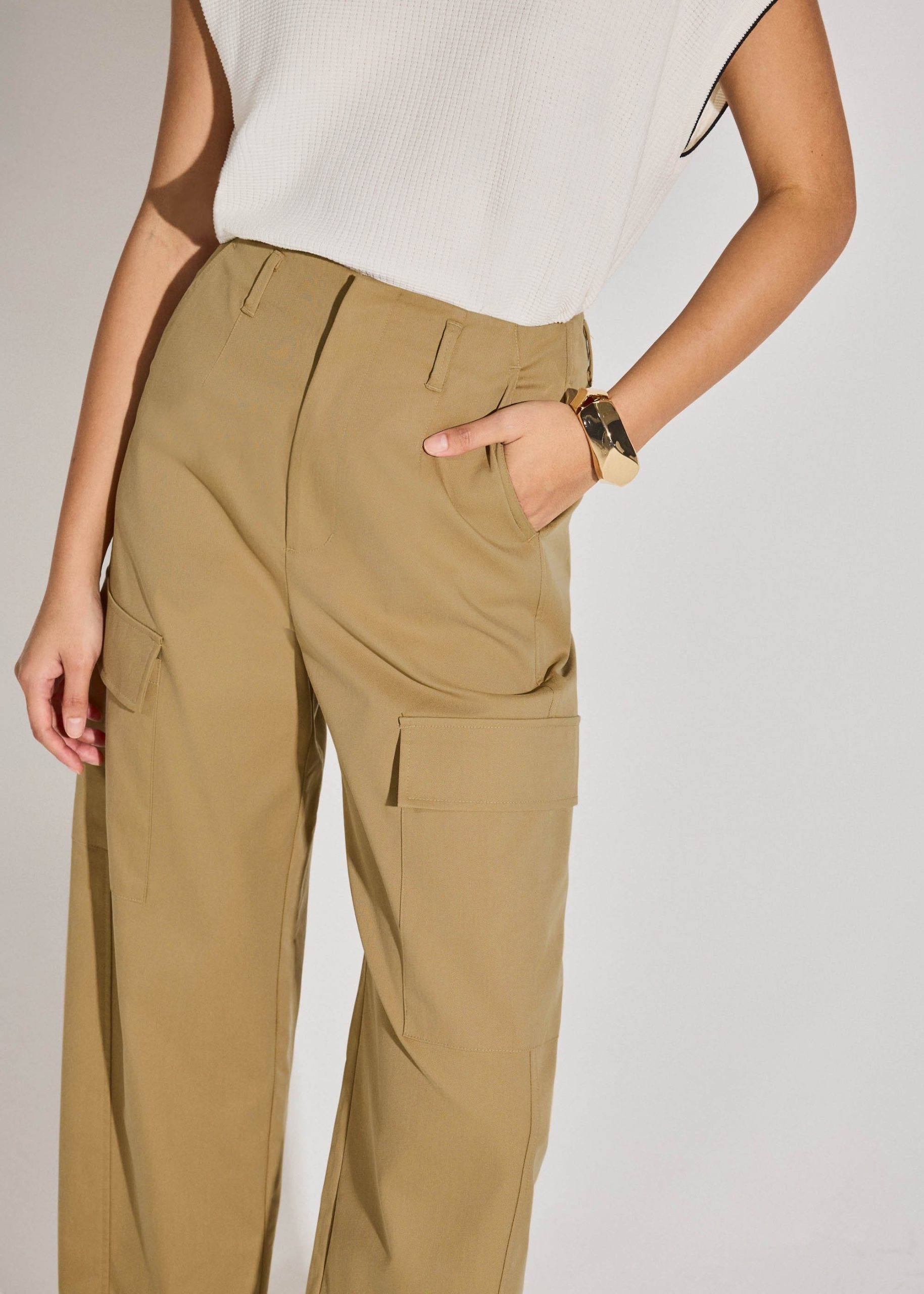 Lyocell Cargo Mid Waist Cocoon Pants - Image 5