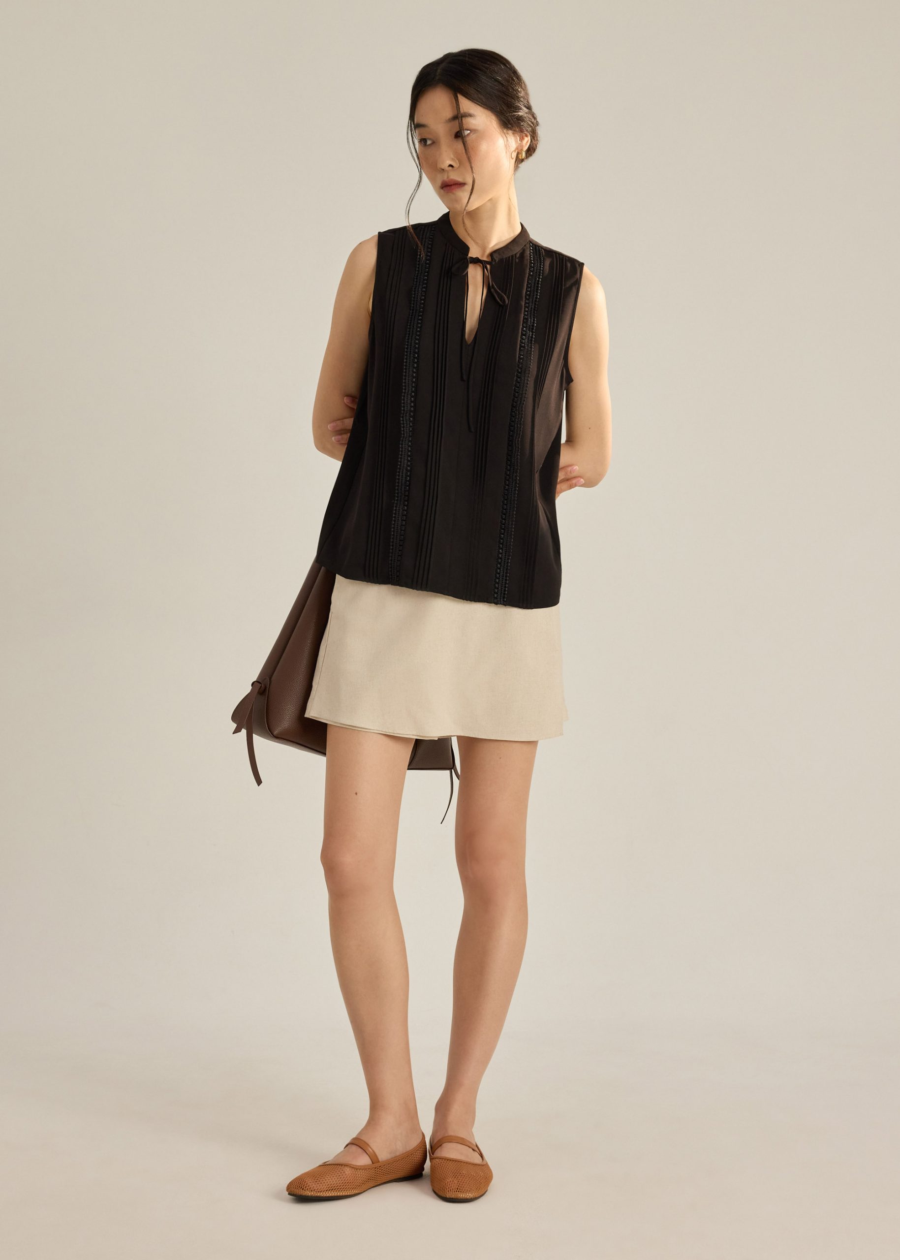 Ella Pintuck Blouse With Lace Trim - Image 3