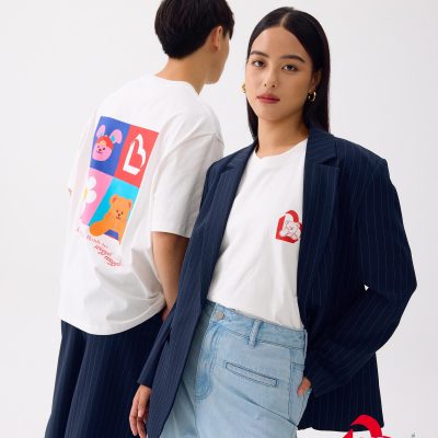 Love, Bonito | Wiggle Wiggle Unisex Oversized Drop Shoulder Tee in White