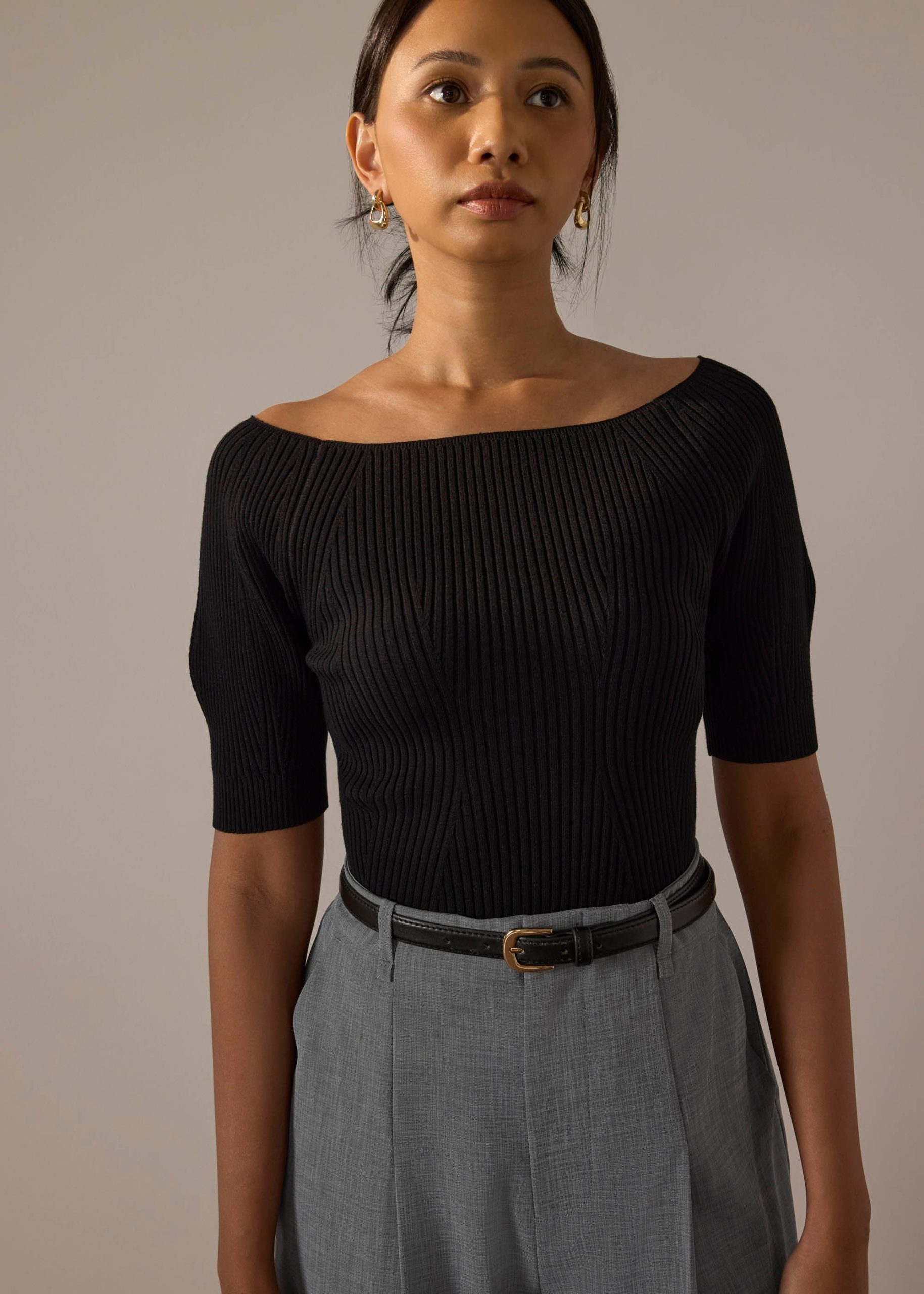 Kyo Ribbed Knit Fitted Top - Image 3