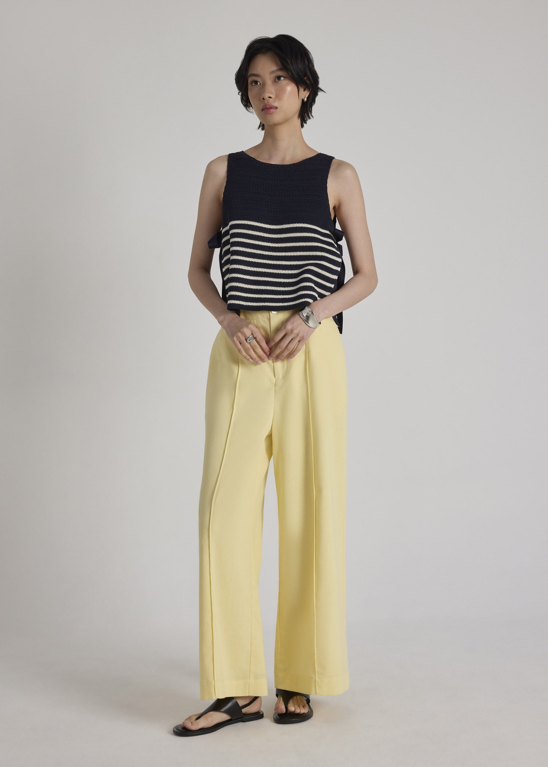 Multi-way Striped Knit Side Tie Top - Image 15