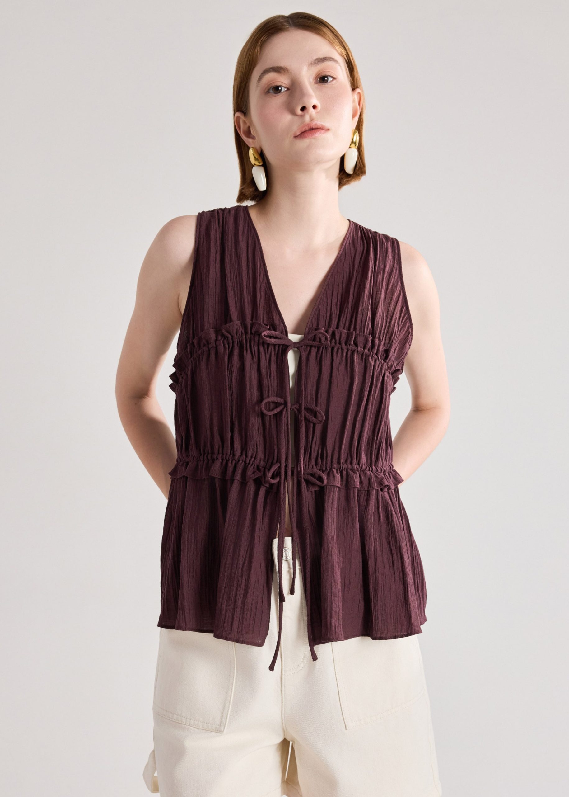 Lyocell Ribbon Tie Top