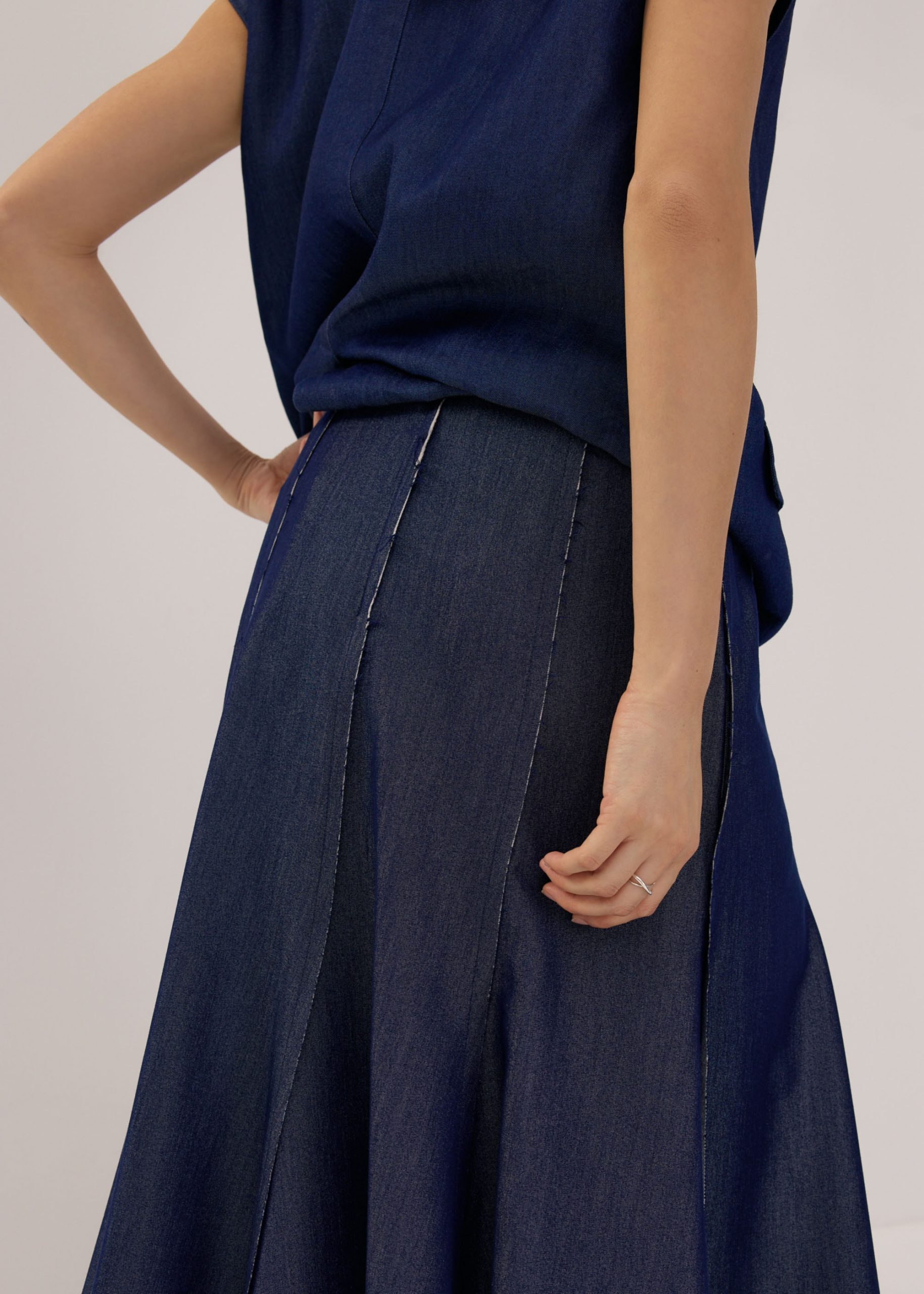 Chambray Flare Maxi Skirt - Image 3