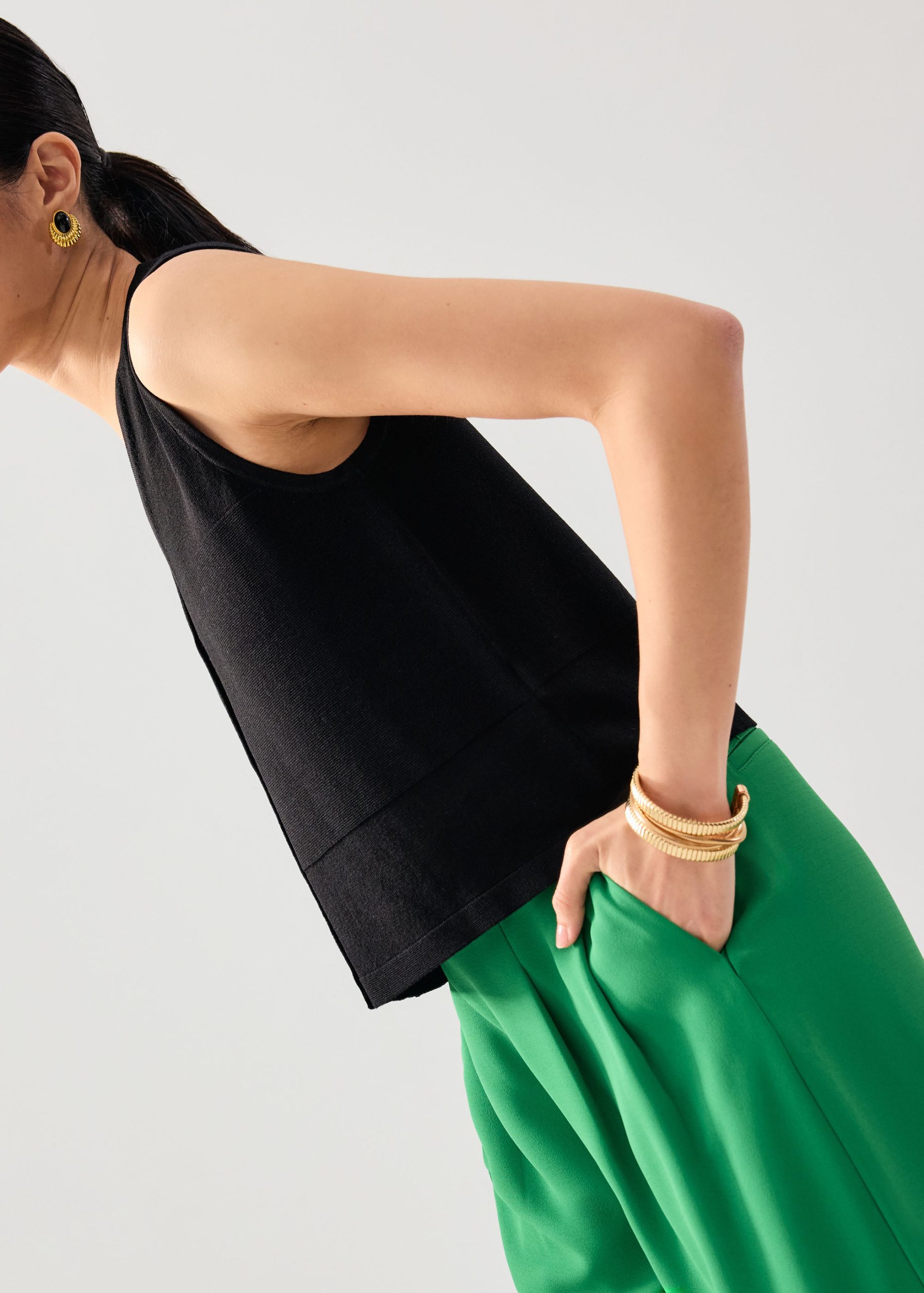 Sheer Knit Front Panel V-Neck Vest Top - Image 4