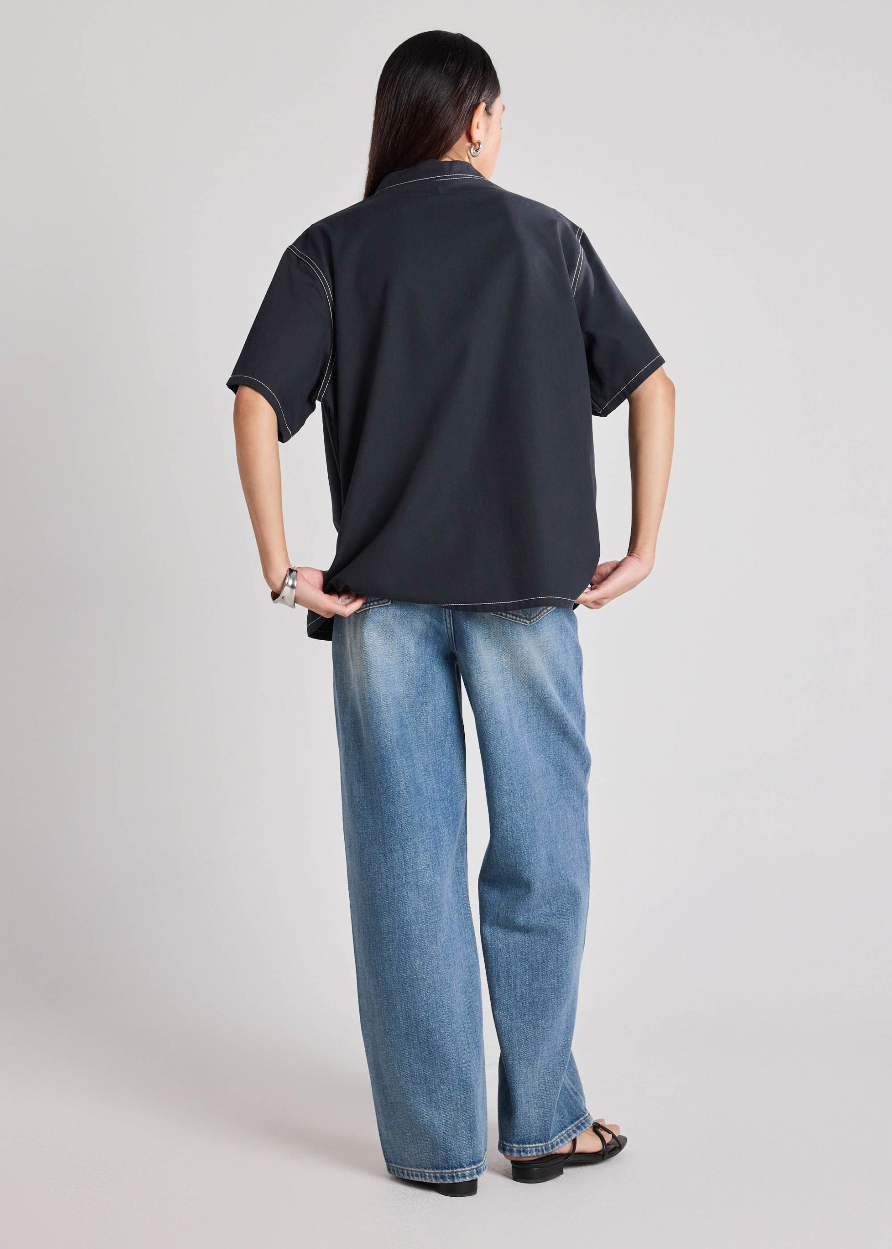 Contrast Stitch Oversized Shirt - Image 4