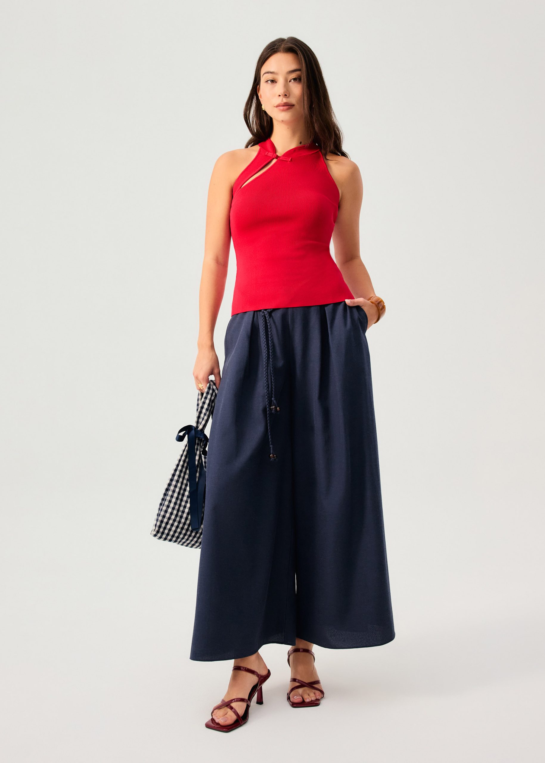 Knit Mandarin Collar Fitted Top - Image 8