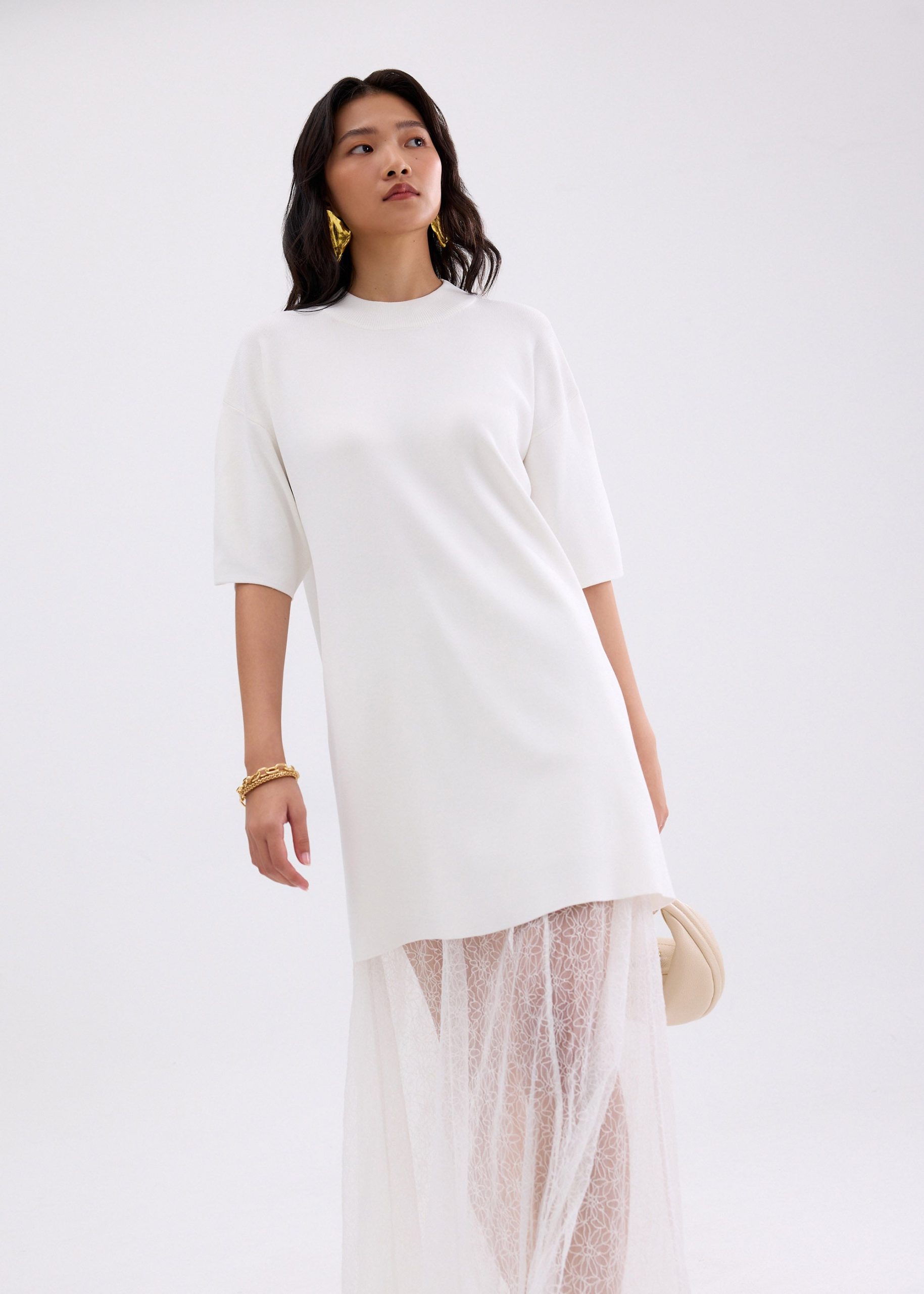 Knit Round Neck Shift Mini Dress - Image 13
