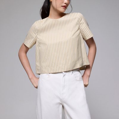 Striped Jacquard Round Neck Shell Top