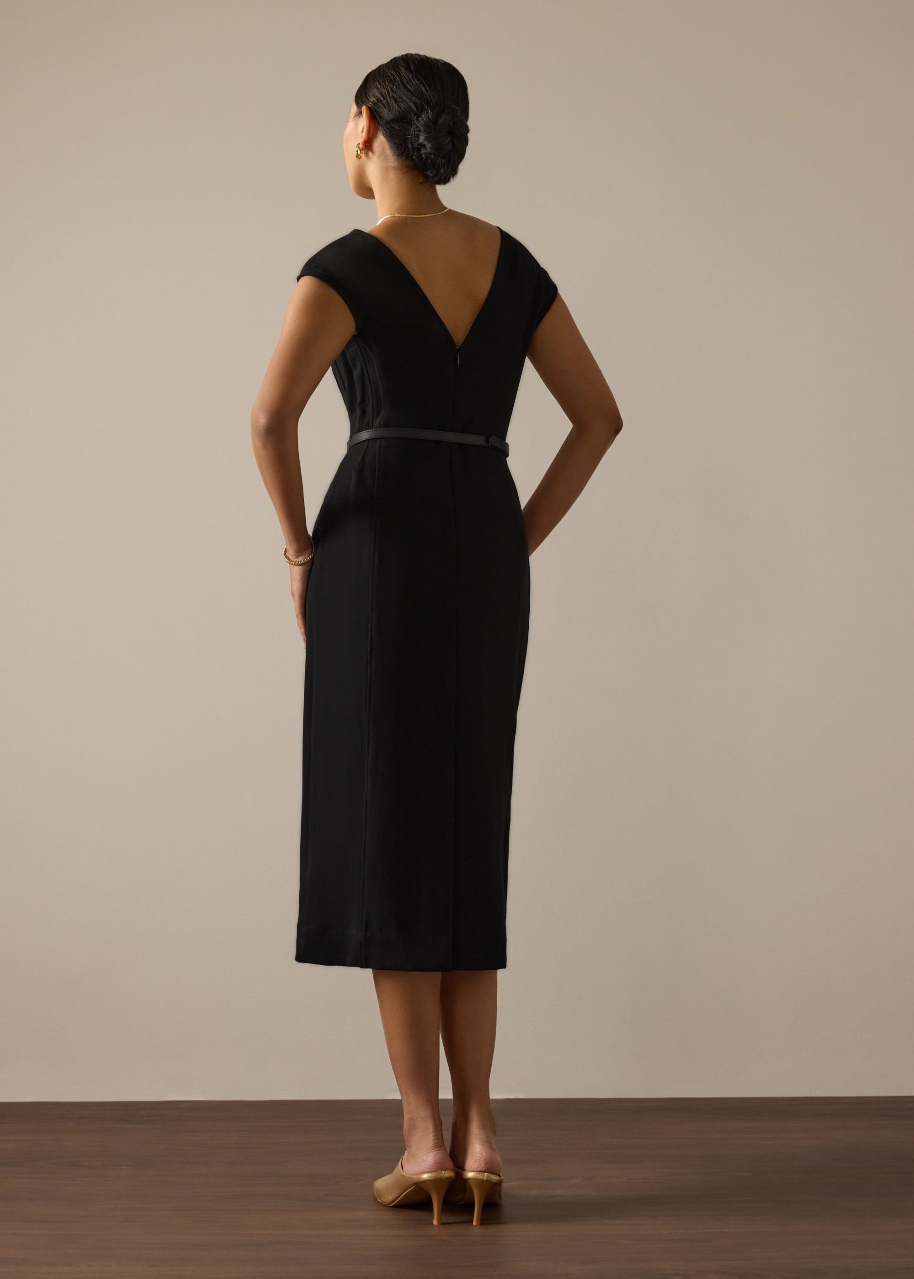 Sofi Belted V-neck Column Midaxi Dress - Image 5