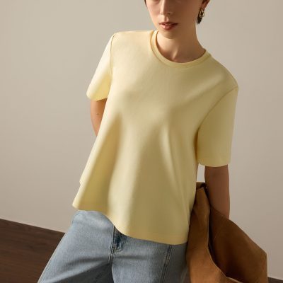 Billie Neoprene Round Neck Trapeze Tee