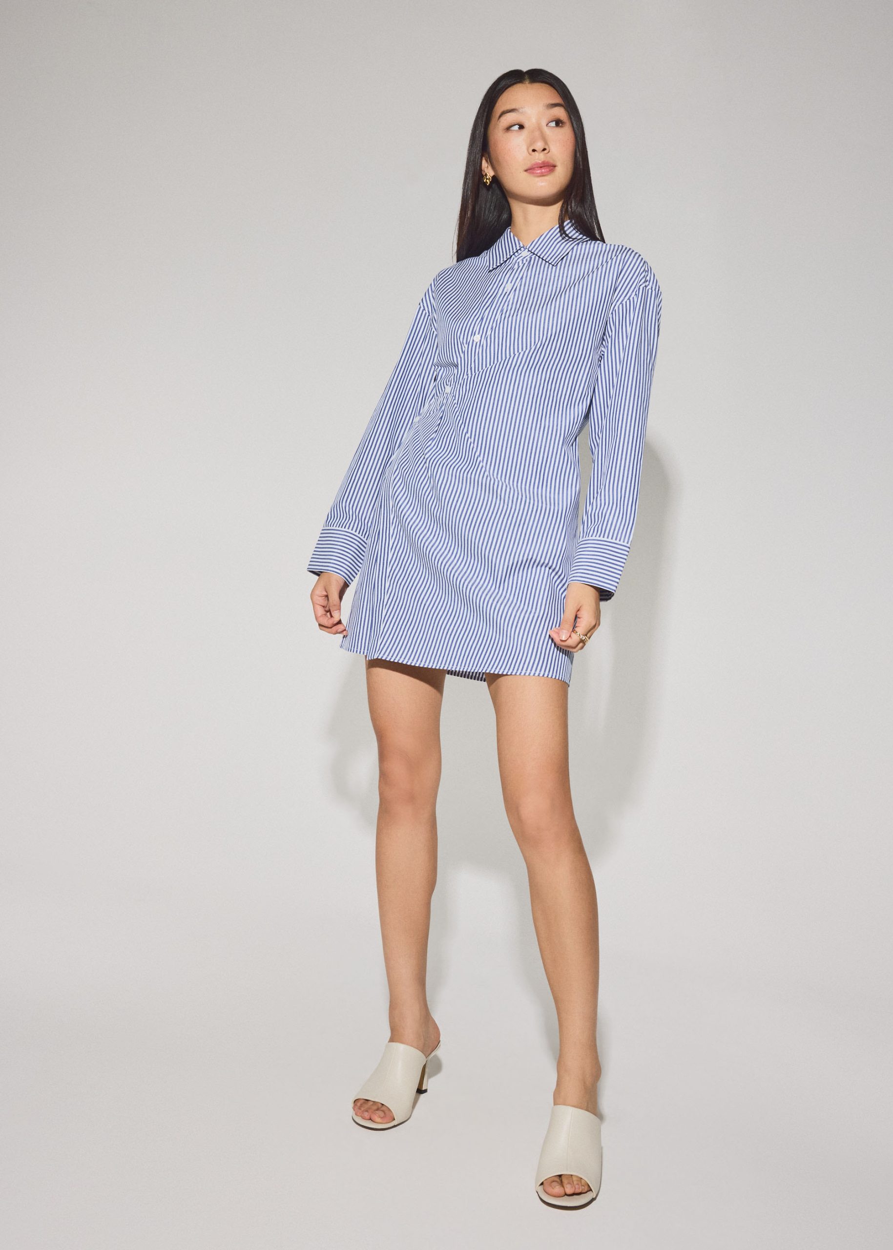 RuchedReady® Striped Cotton Collared A-line Mini Dress - Image 3