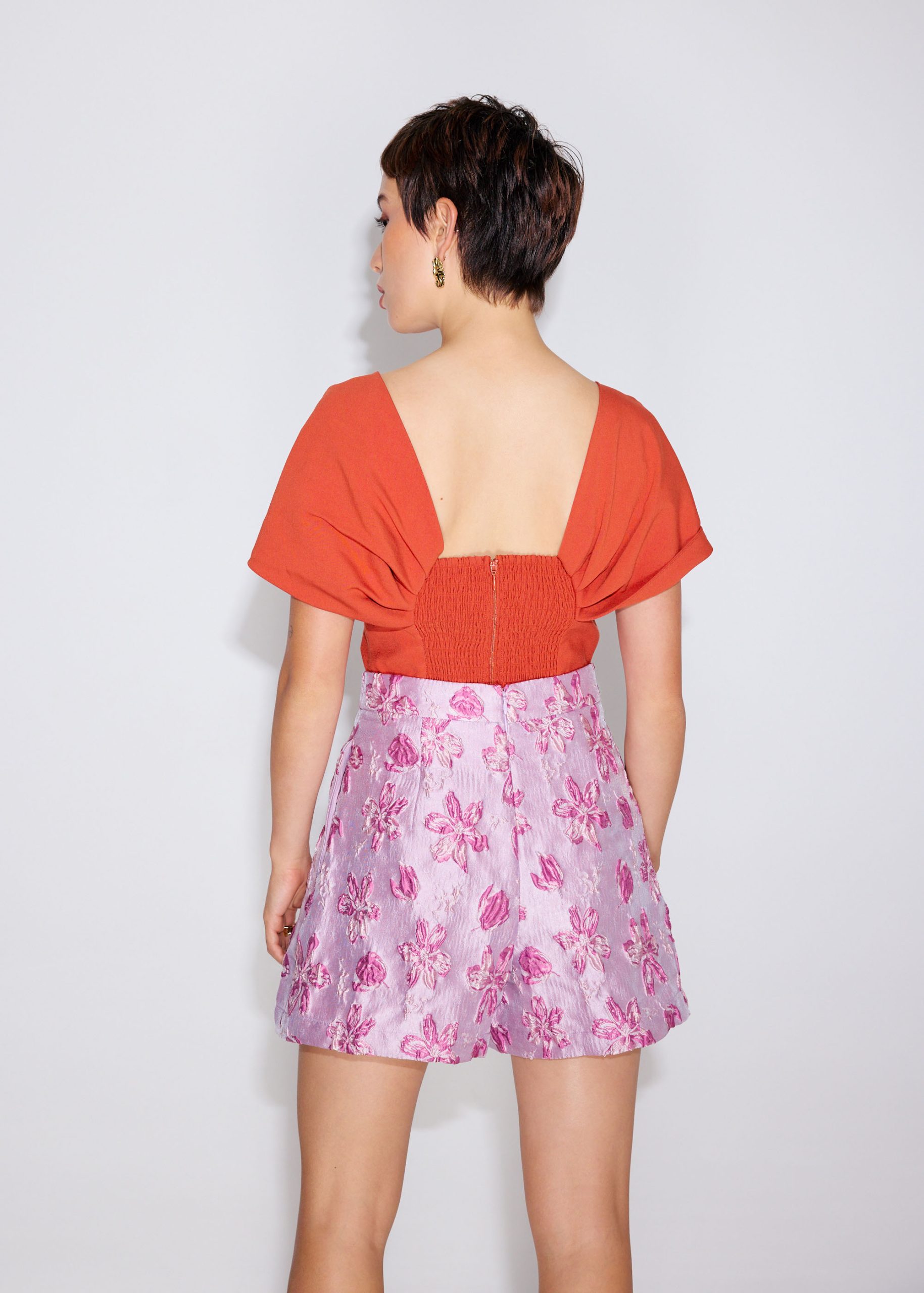 Floral Jacquard High Waist Shorts - Image 6