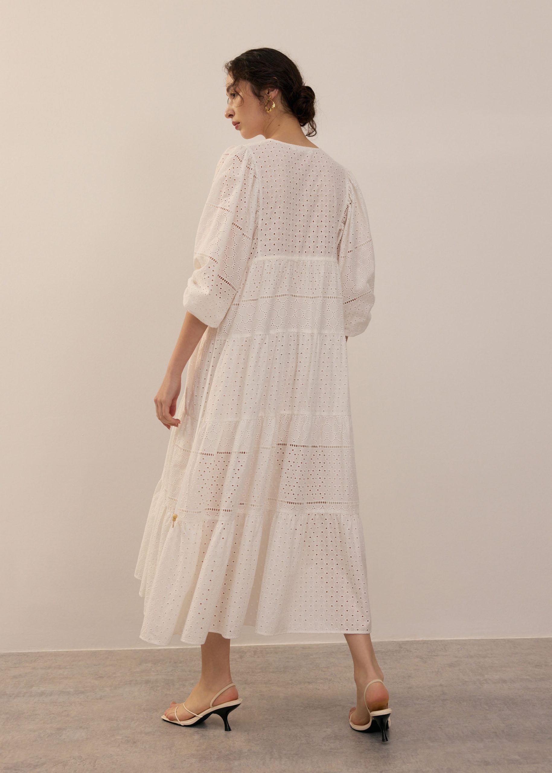 Broderie Puff Sleeve Trapeze Maxi Dress - Image 10