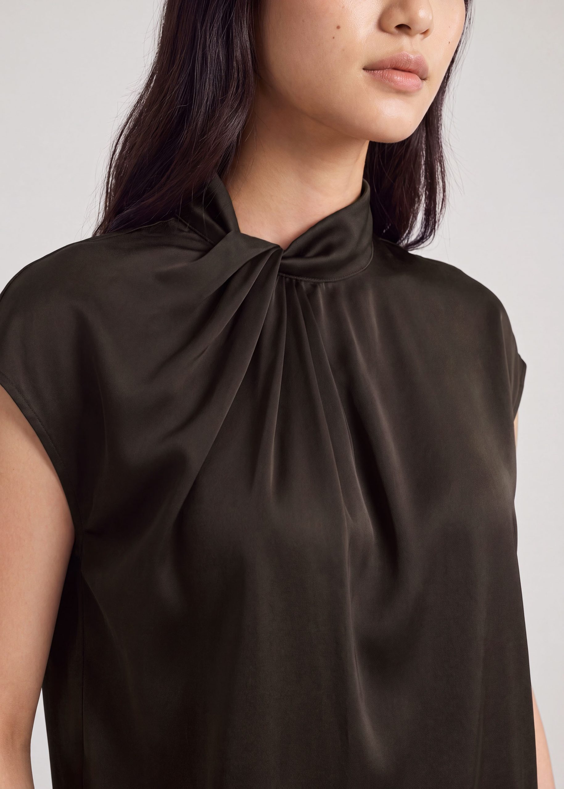 Satin Drape Collared Blouse - Image 30