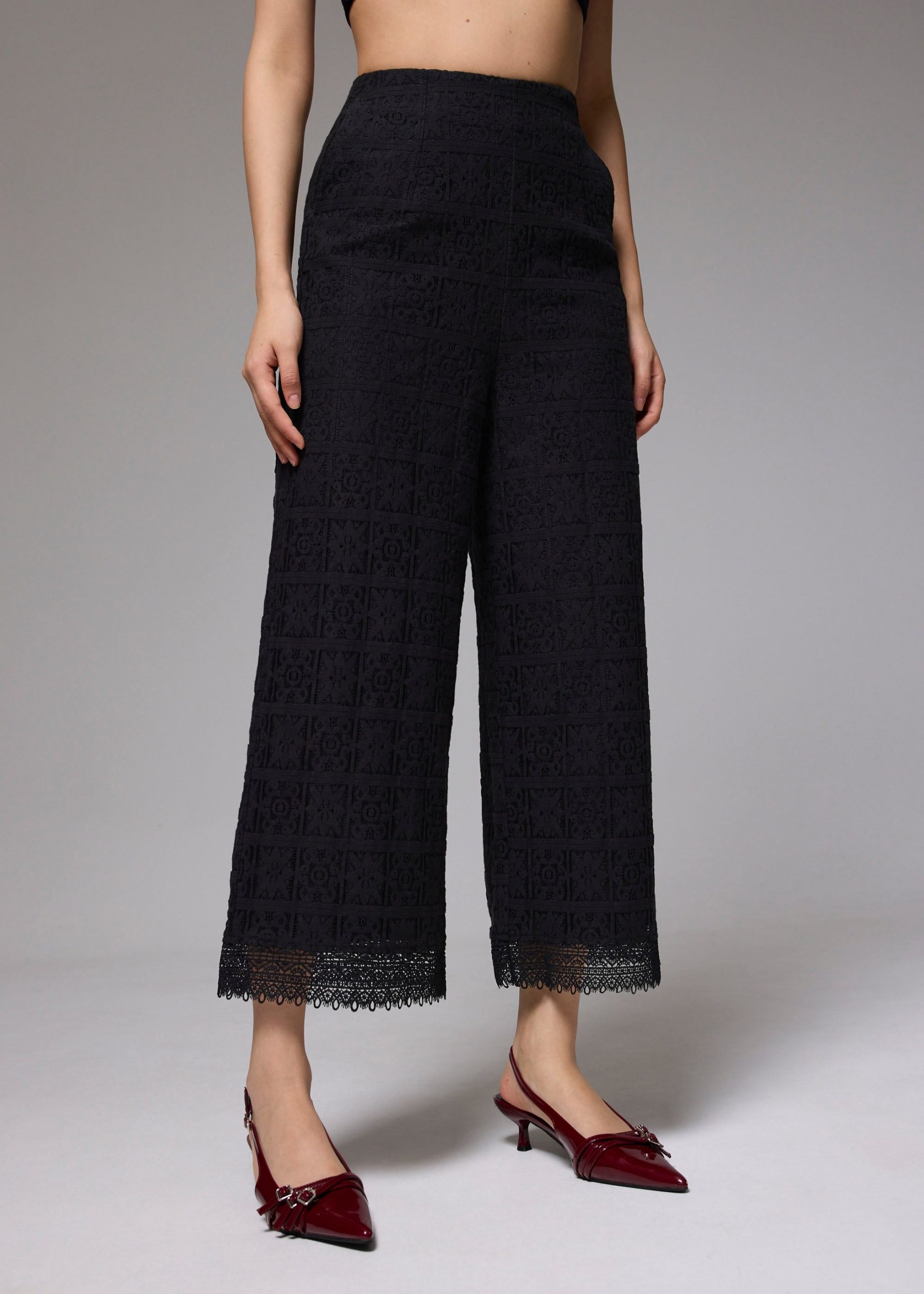 Lace High Waist Wide Leg Culottes - Image 2
