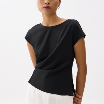 Rhea Boat Neck Drape Blouse