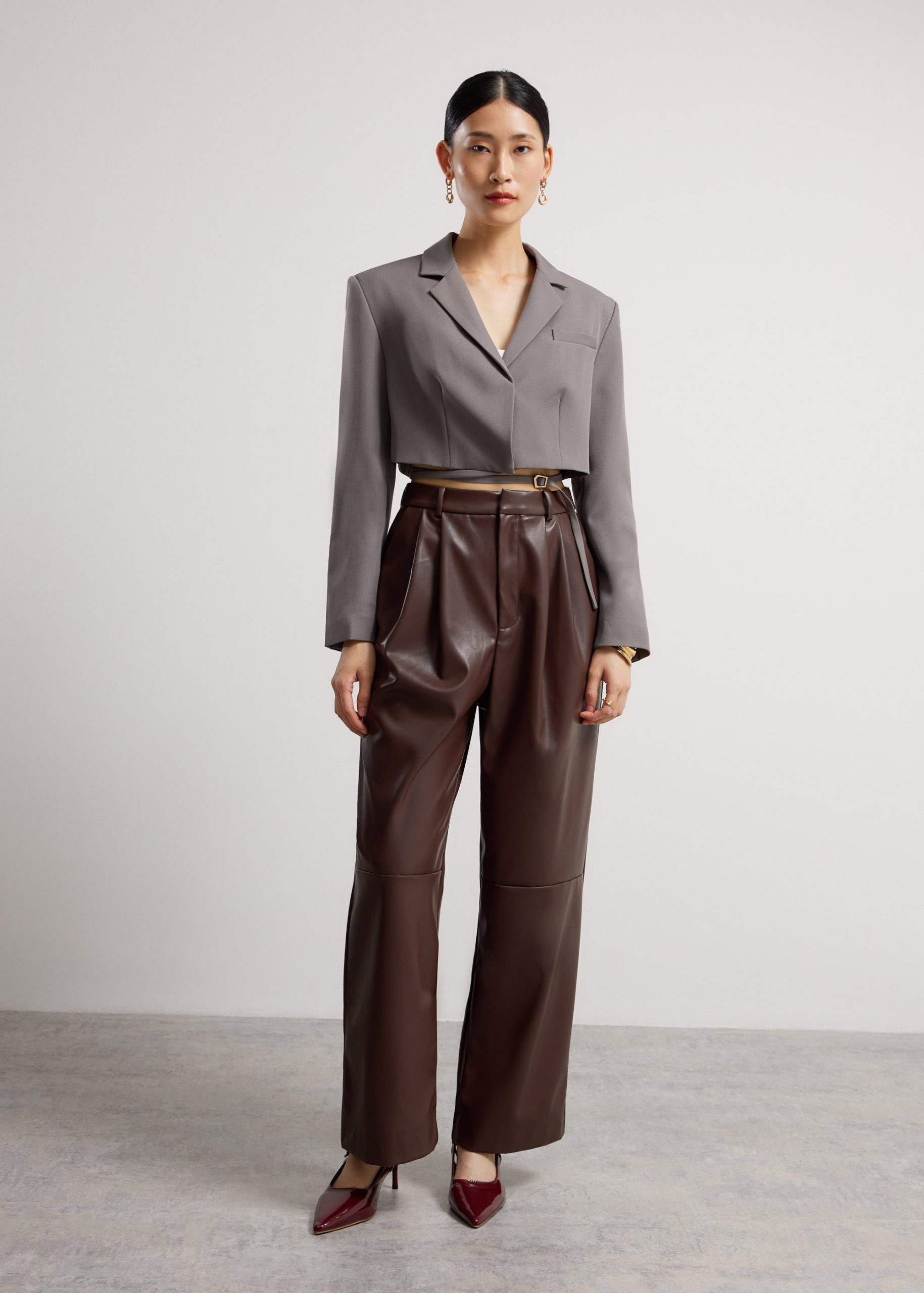 RuchedReady® Oversized Front Wrap Crop Blazer - Image 6