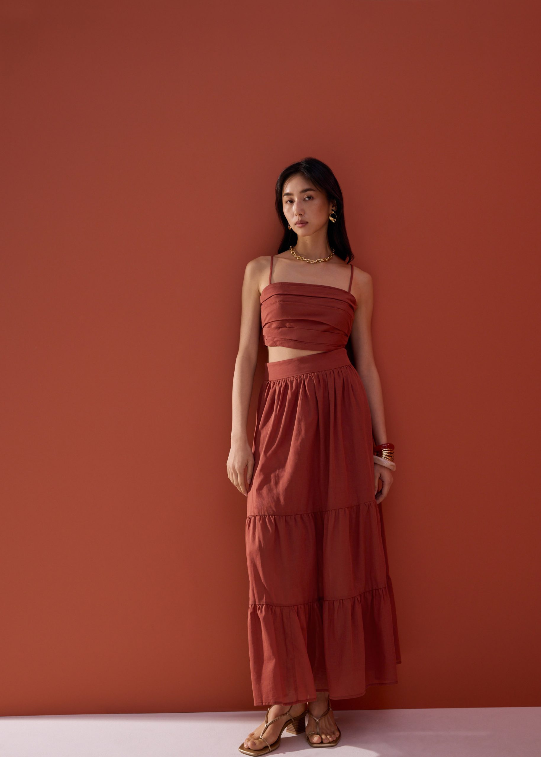 Cotton Flare Maxi Skirt in Desert Haze - Image 21