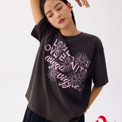 Love, Bonito | Wiggle Wiggle Unisex Oversized Drop Shoulder Tee in Charcoal