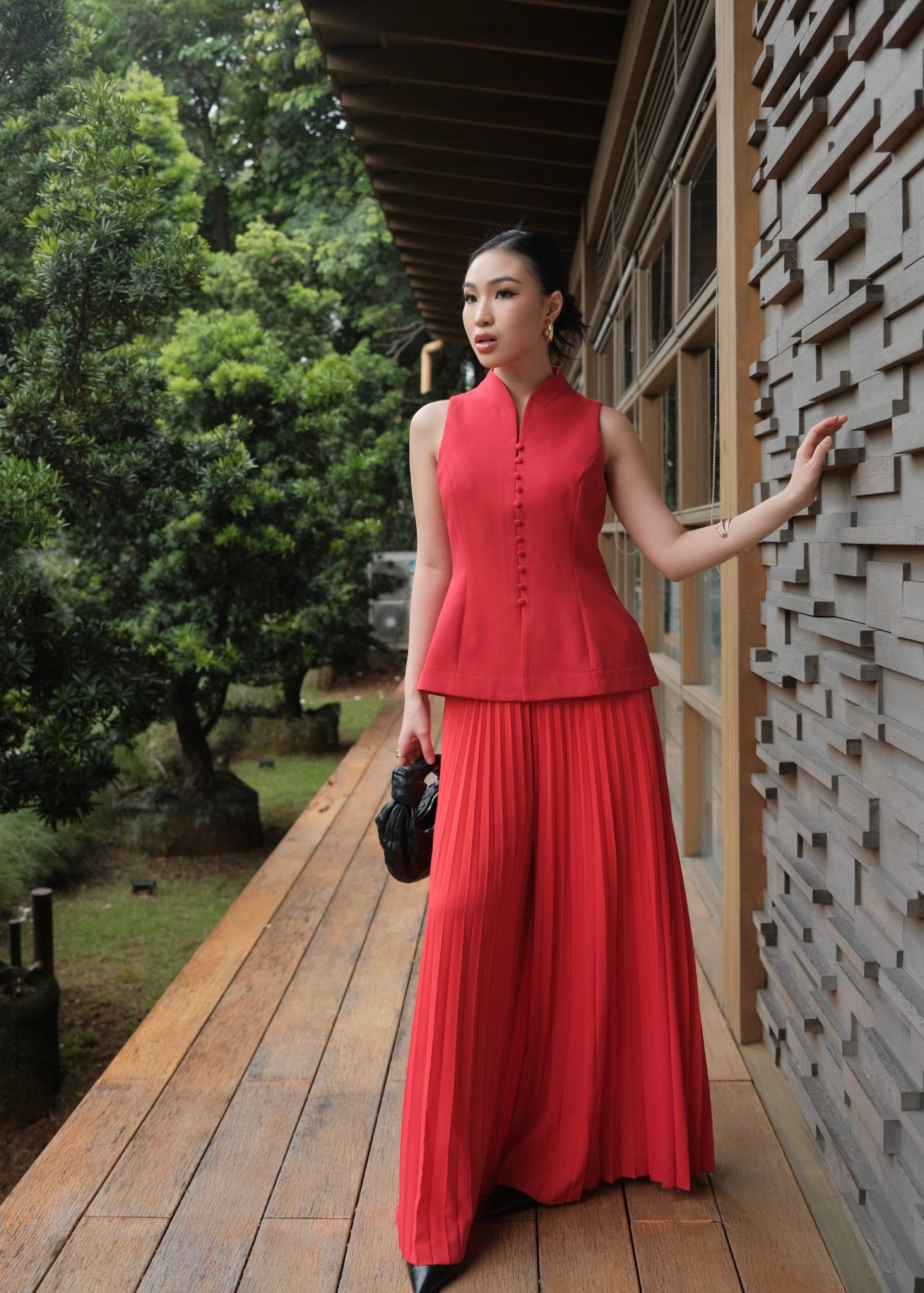 Zhen Mandarin Collar Peplum Vest Top - Image 7