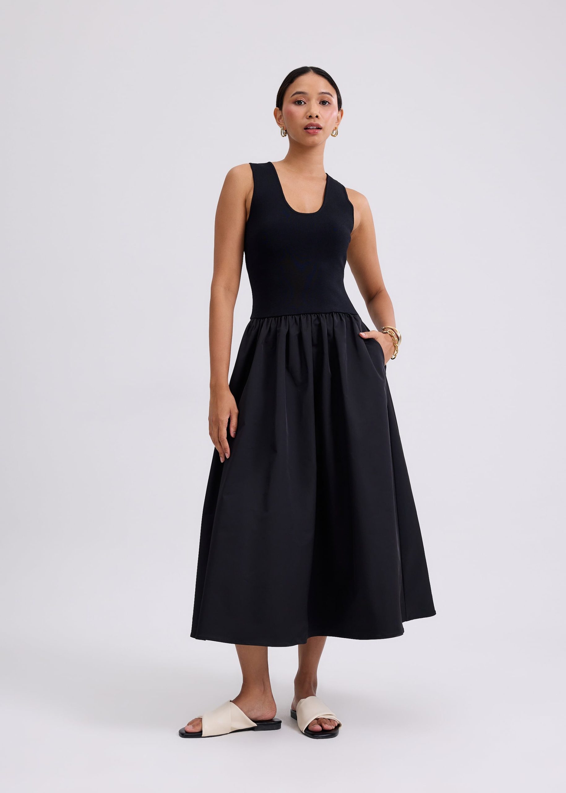 Scoop Neck Drop Waist Midaxi Dress - Image 2