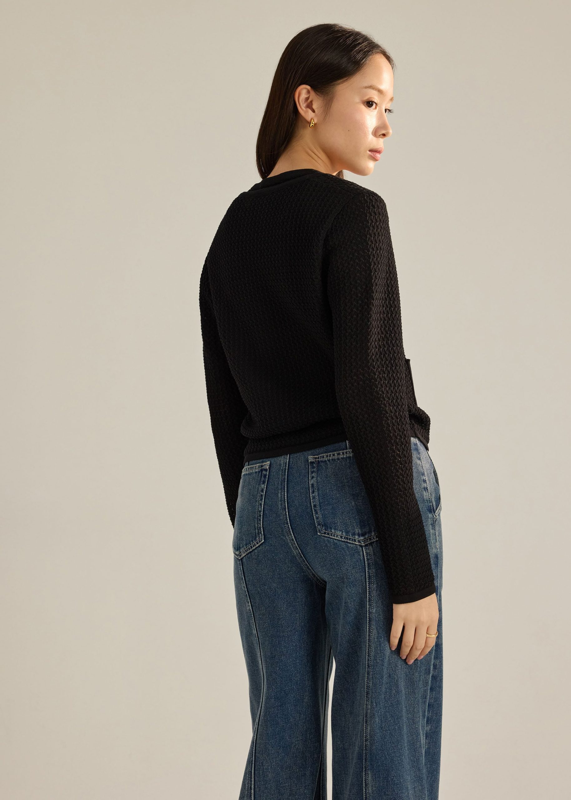 Trina Waffle Knit Boxy Cardigan - Image 6