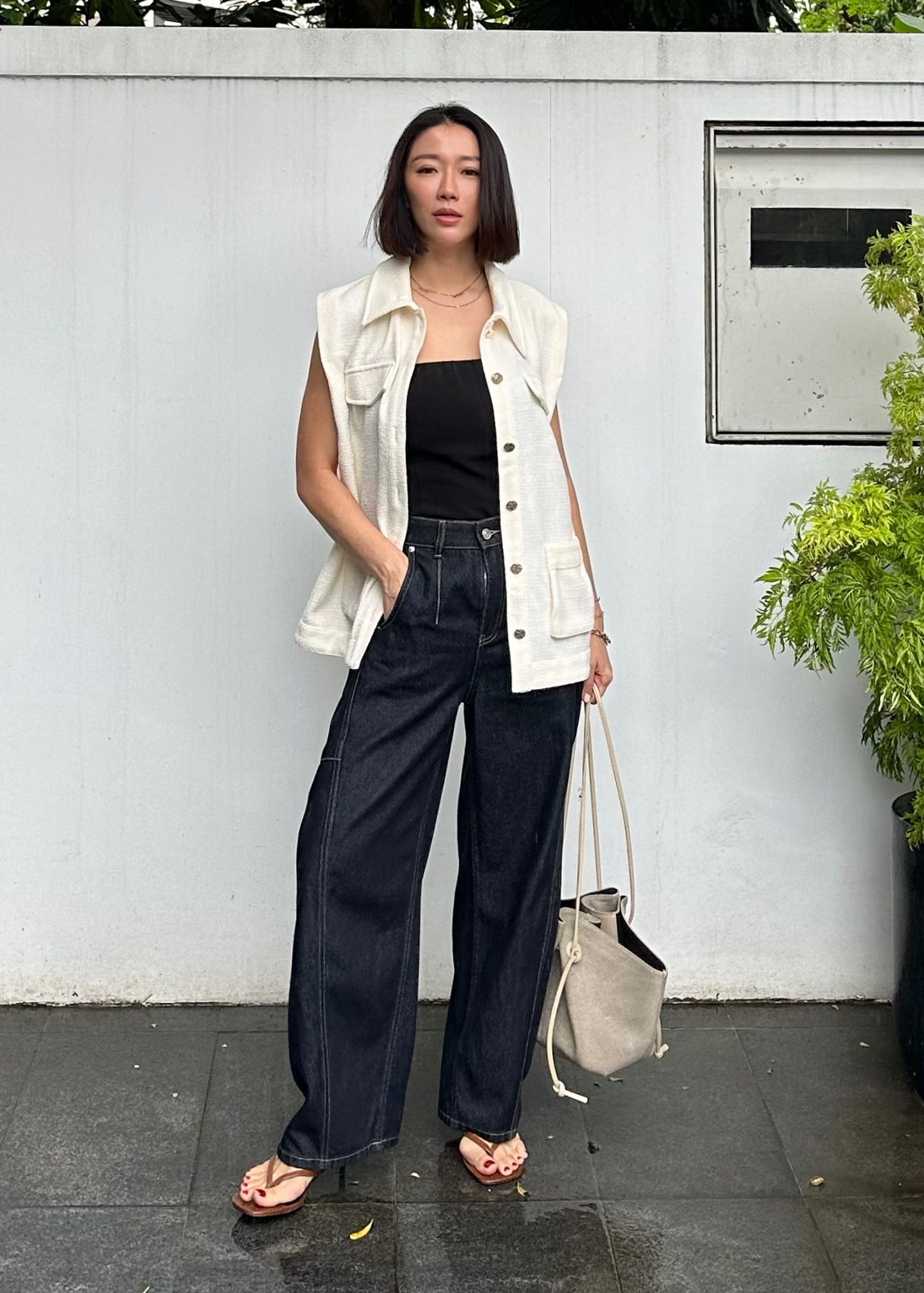 Oversized Belted Tweed Vest - Image 3