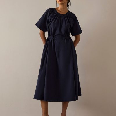 Fit & Flare Midi Dress With Sash