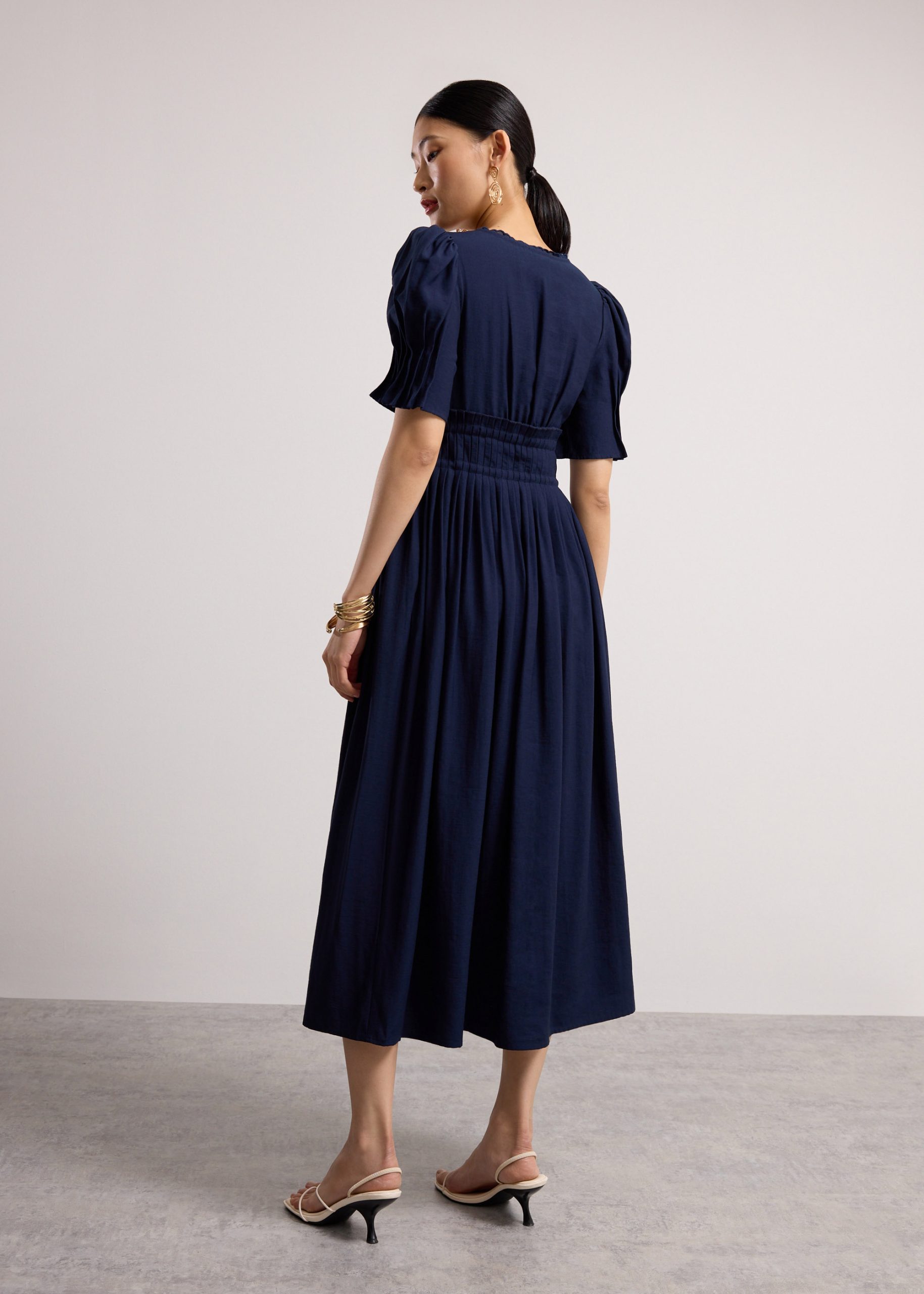 V-Neck Puff Sleeve Fit & Flare Midaxi Dress - Image 15