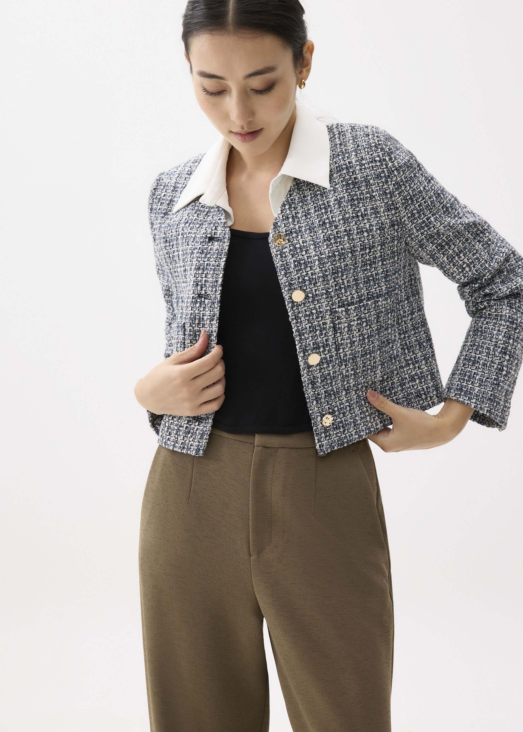 Zanna Detachable Collar Tweed Jacket - Image 8
