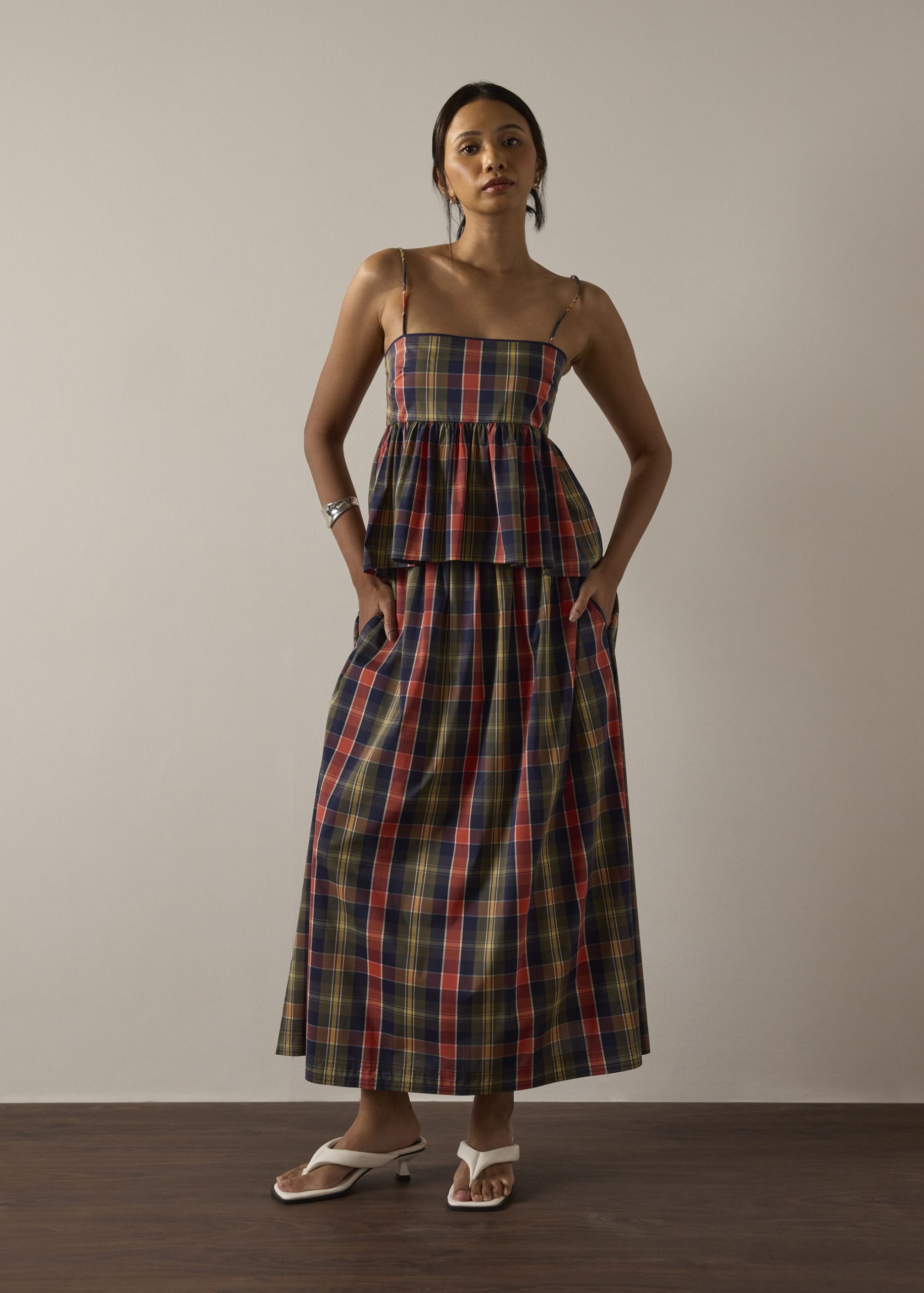 Checkered Cotton Peplum Camisole - Image 4