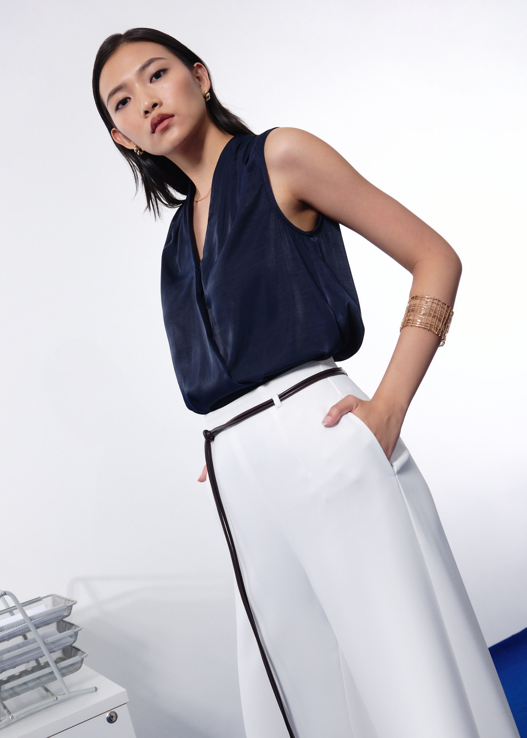 Ada Satin V-neck Wrap Top - Image 13