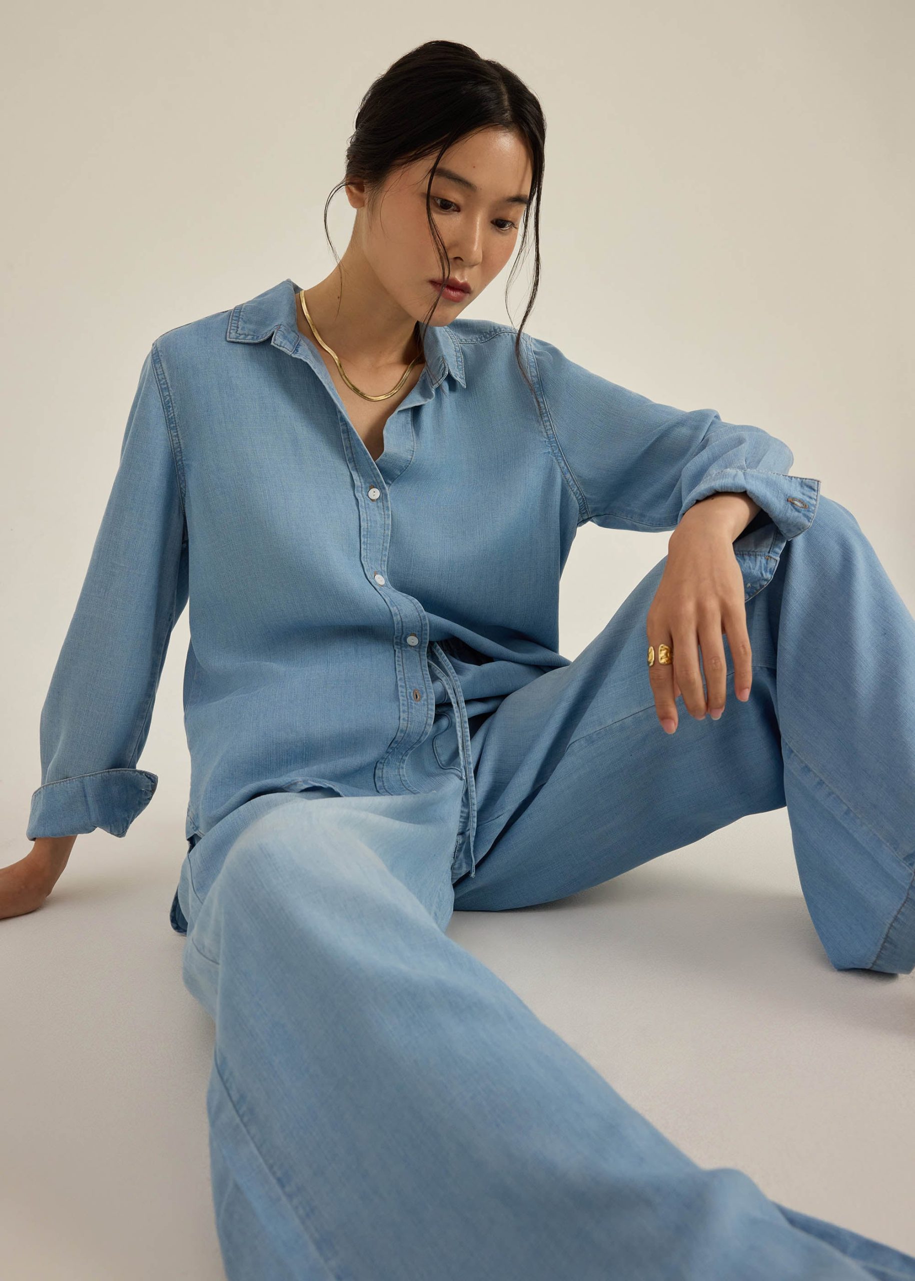 Ayu Lyocell Chambray Wide Leg Pants - Image 6