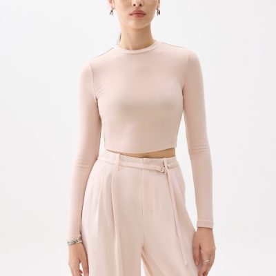 Mason Crop Crew Neck Long Sleeve Top