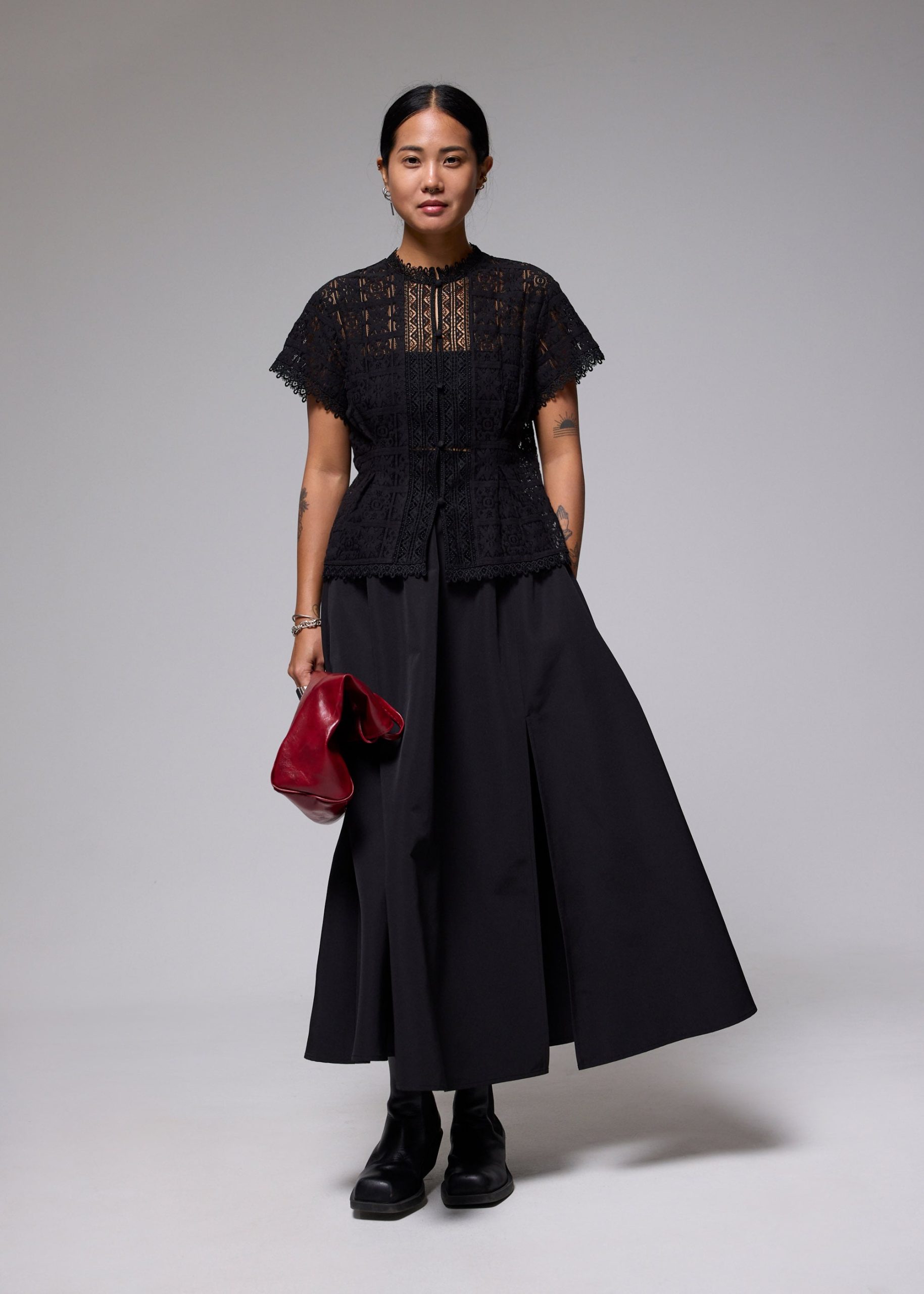 Lace Round Neck Fit & Flare Top - Image 7