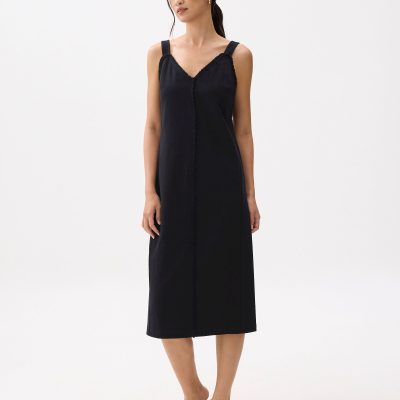 Cotton V-neck Column Midi Dress
