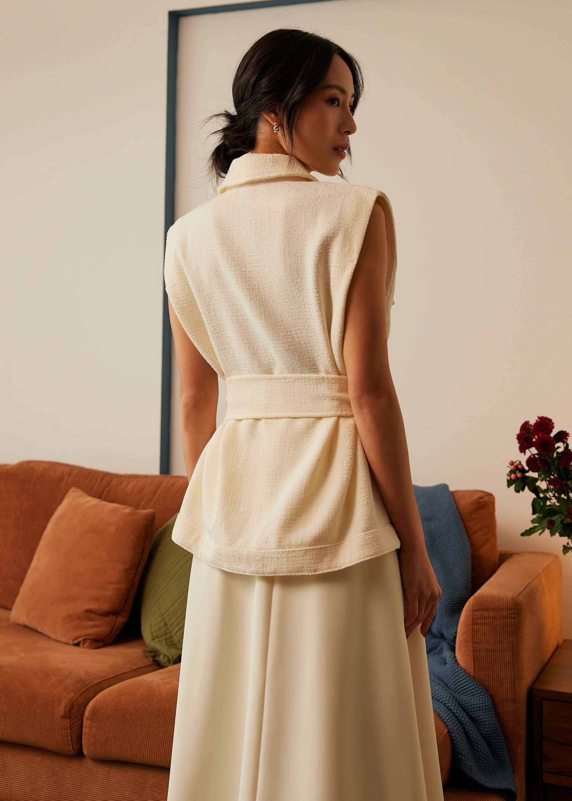 Oversized Belted Tweed Vest - Image 8