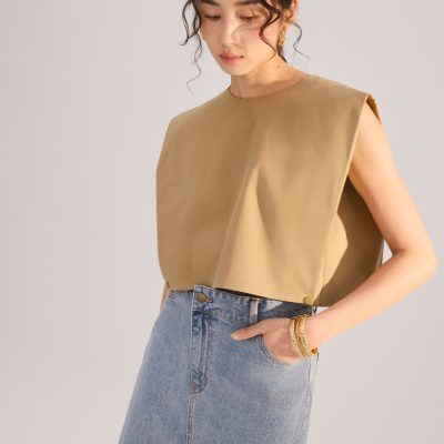 Lyocell Panelled Side Seams Boxy Top