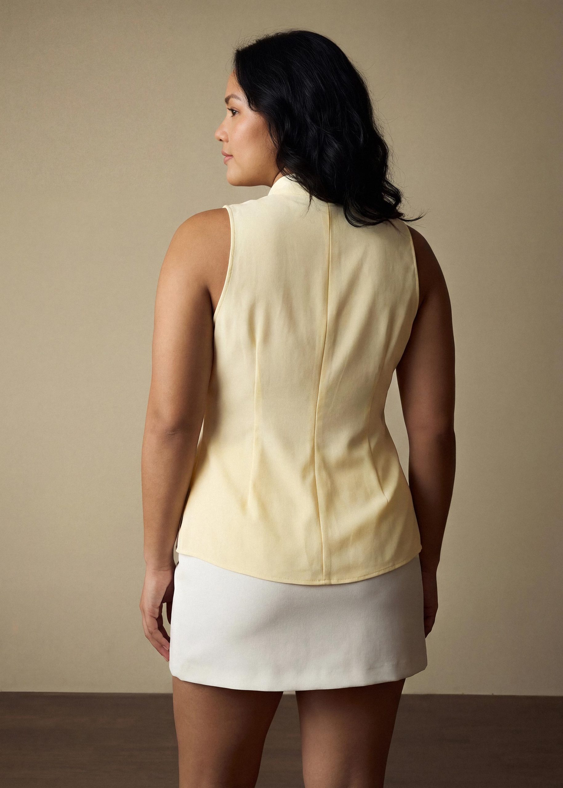 Krystal Crepe Satin Draped V-neck Top - Image 18