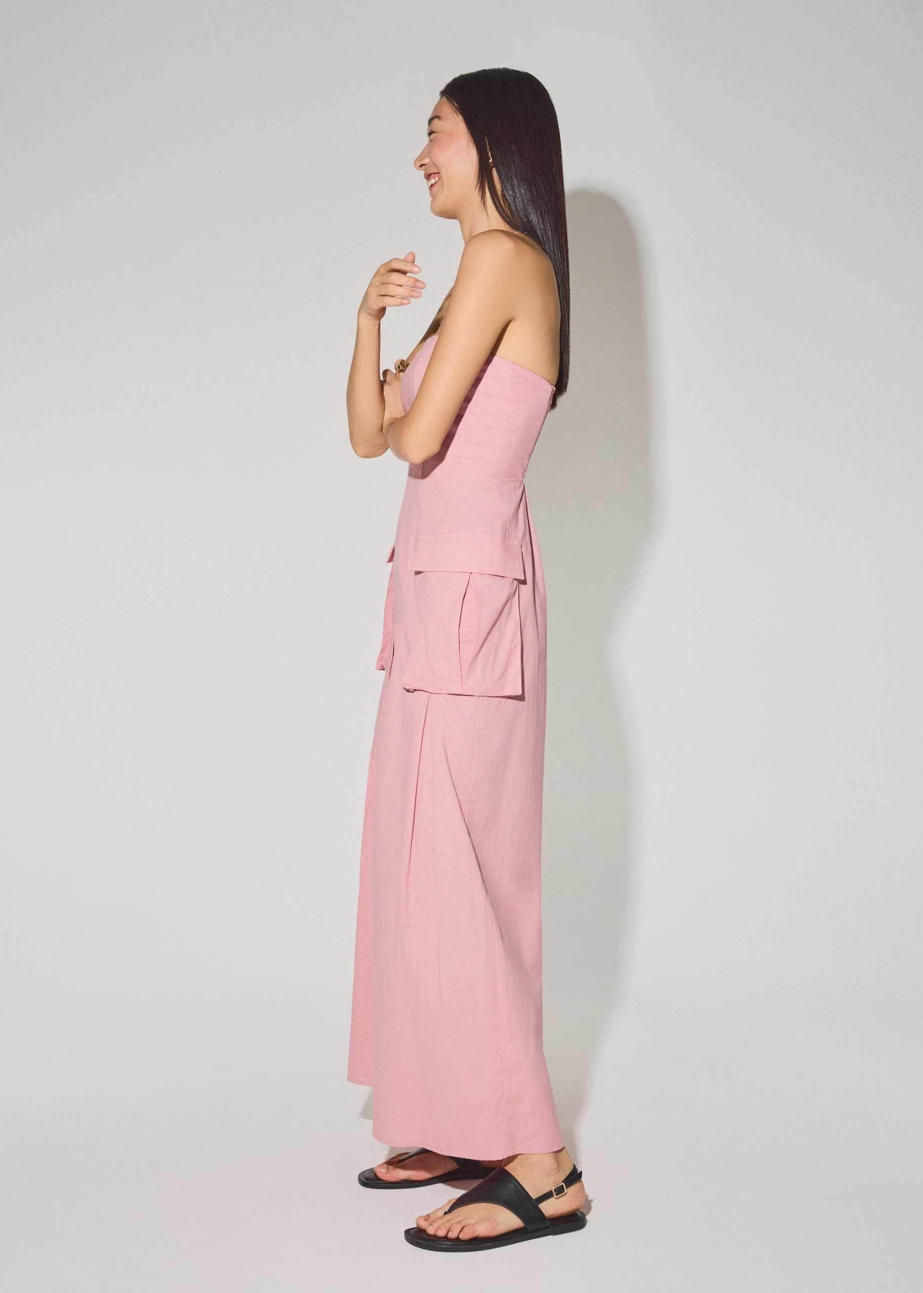 BraFree by LB Linen Cargo Tube Jumpsuit - Image 4