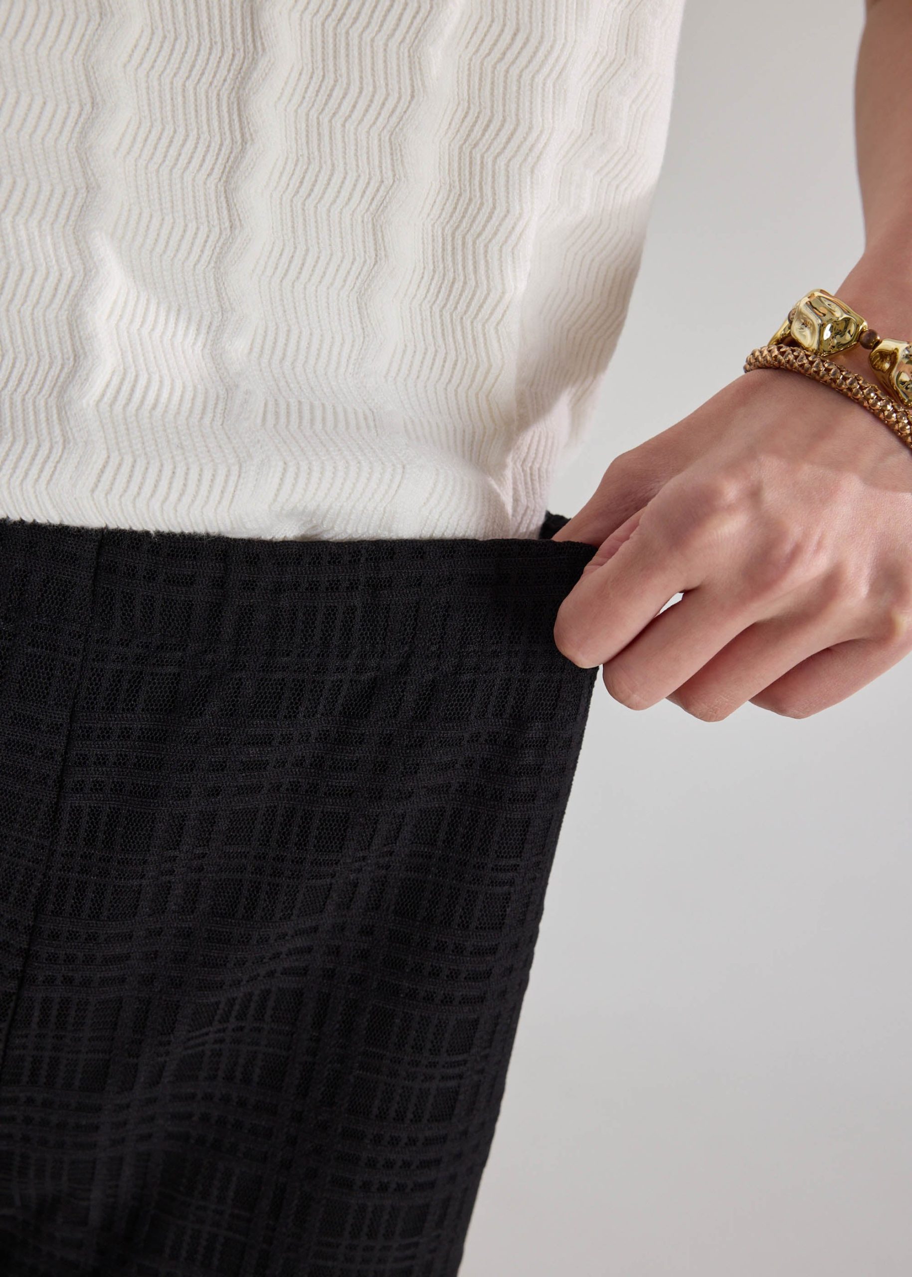 Sheer Check Kick Flare Pants - Image 5