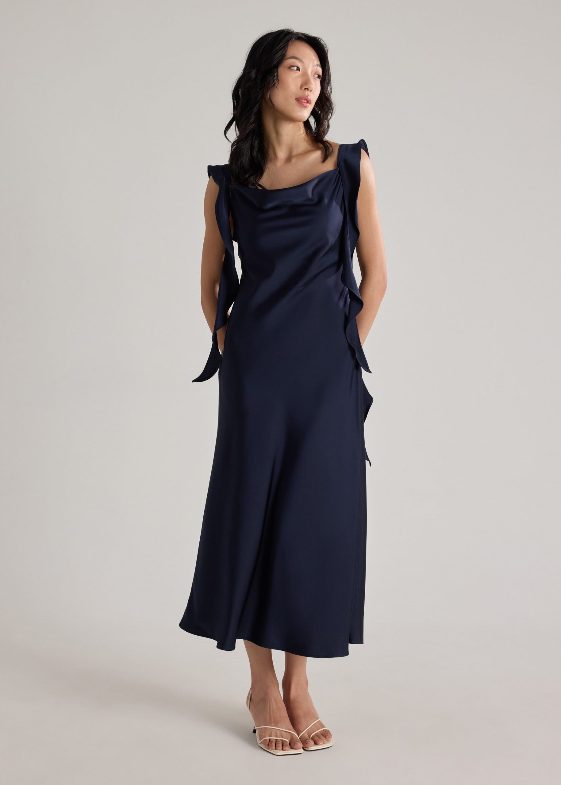 BraFree by LB Multi-way Satin Dress With Removable Ruffle Straps - Image 15