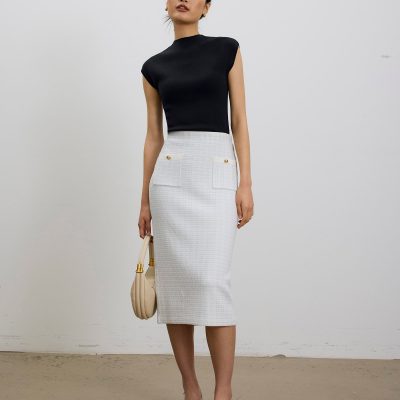 Yoko Elastic Textured Knit Midi Skirt