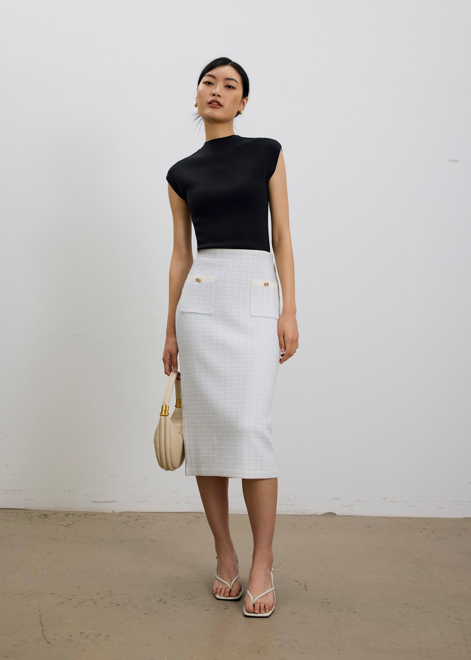 Yoko Elastic Textured Knit Midi Skirt