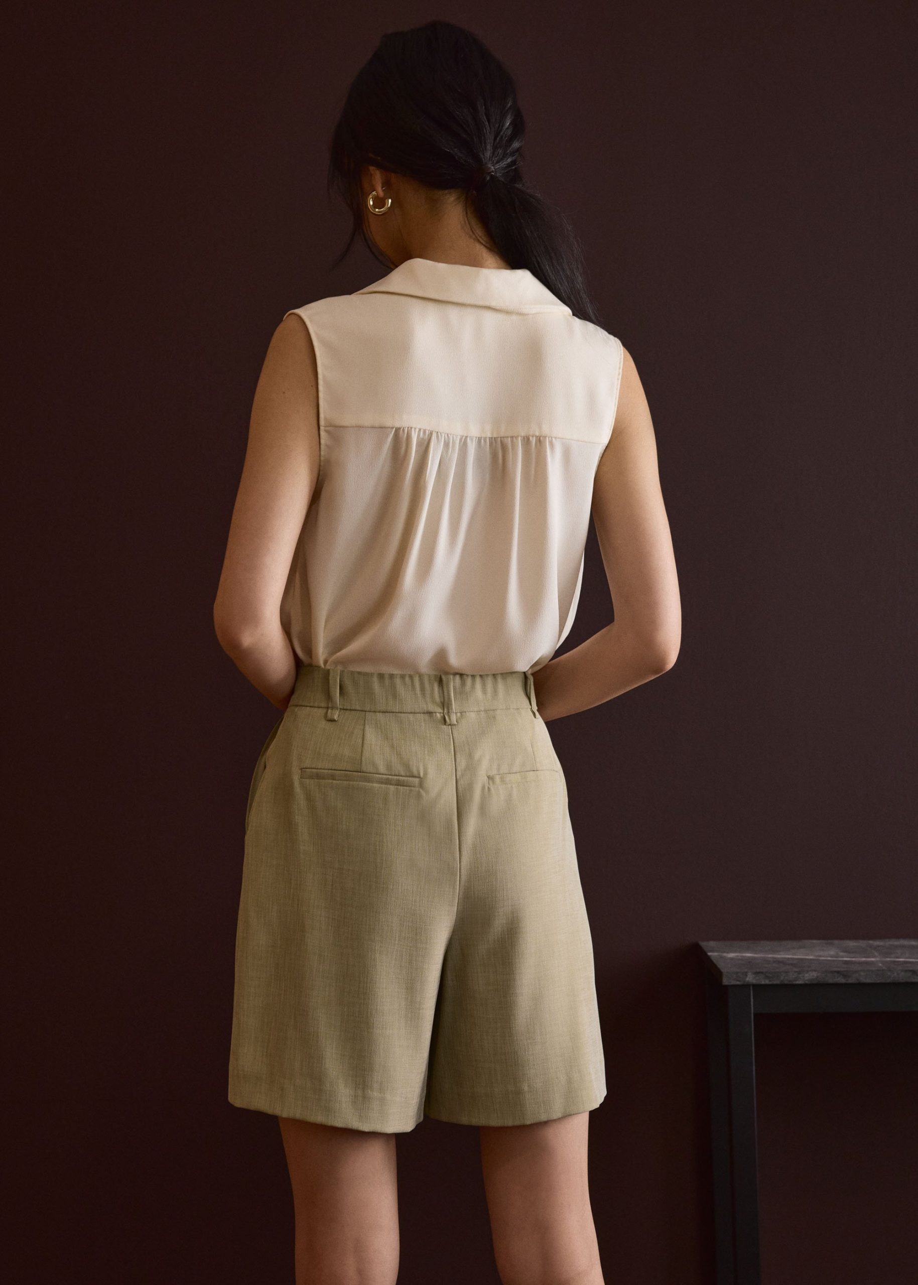 Bea Elastic Melange Pleated High Waist Shorts - Image 20